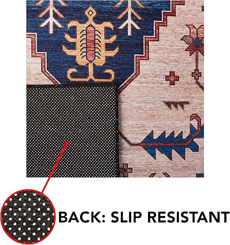 Miniatura 9 de SAFAVIEH Tucson Collection - Alfombra de pasillo, 2 pies 6 pulgadas x 8 pies, diseño de medallón persa, no desprende pelusa, lavable a máquina y