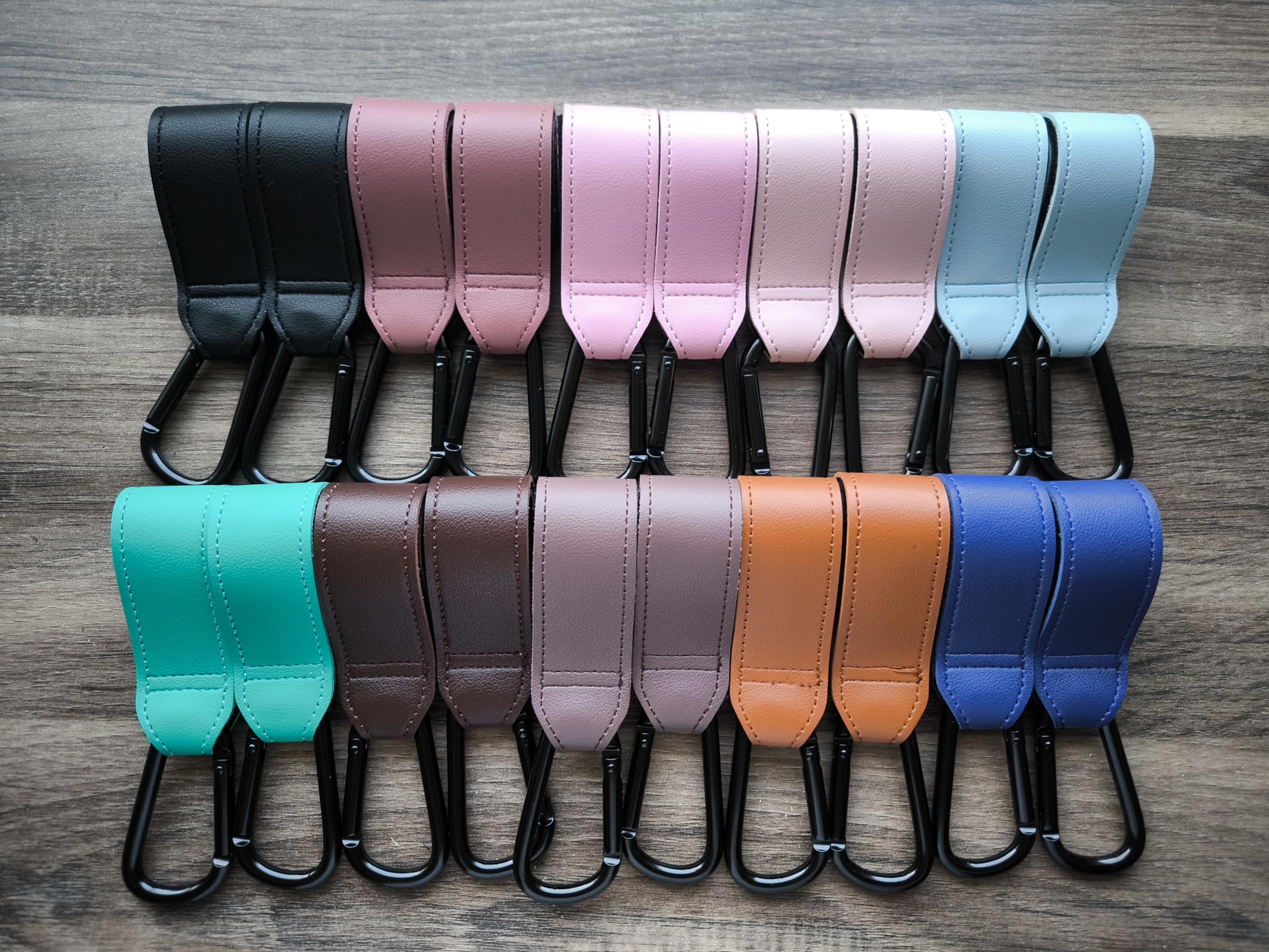 Shabany Gancio universale per passeggino, 2 pezzi, misura universale, gancio per passeggino, gancio da tasca, regolabile, robusto, con chiusura in , colore: marrone