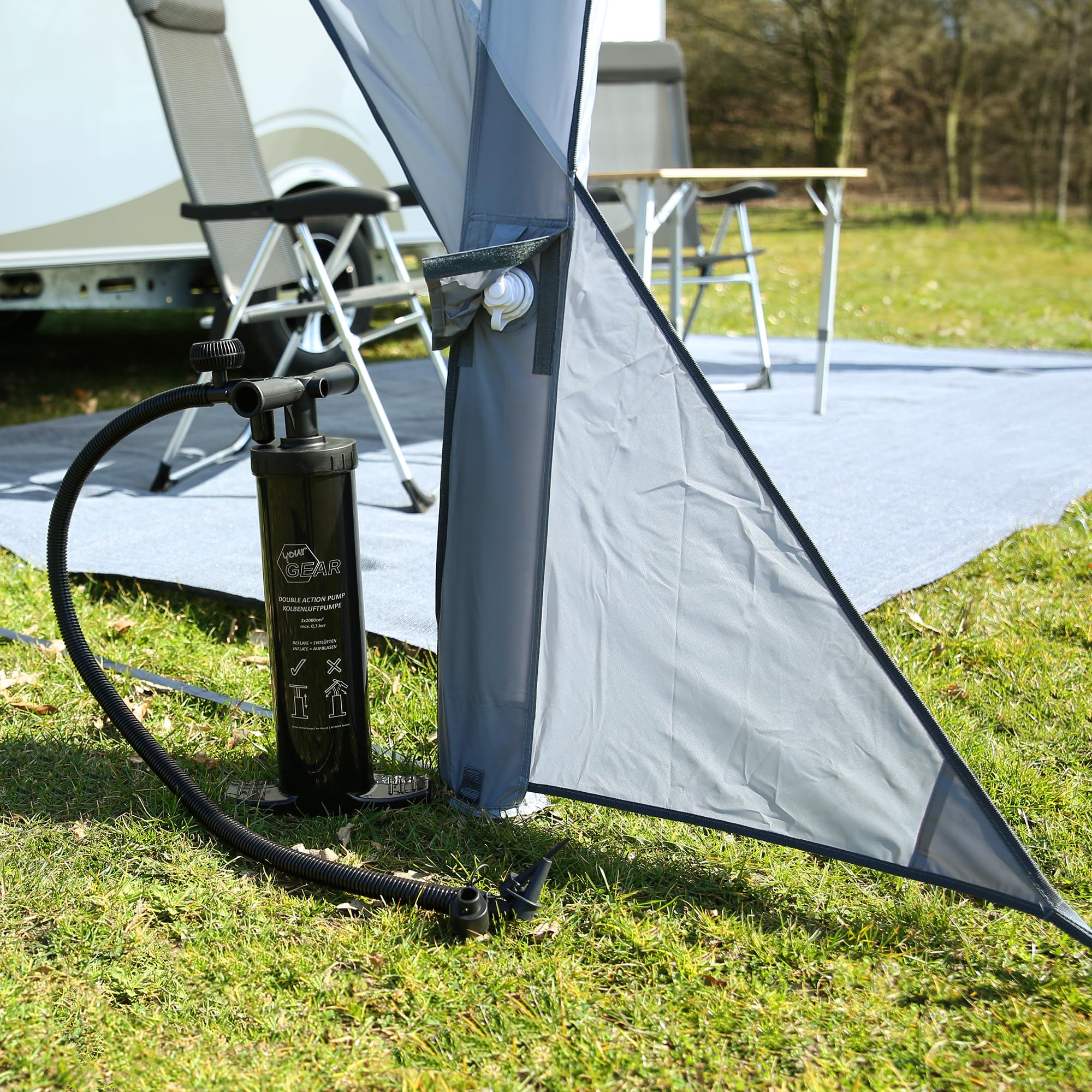your GEAR Amalfi Air Voile d'ombrage pour caravane, auvent gonflable, UV 50+, parfait pour caravane Beachy 360/420/450 de Hobby (Taille 360)