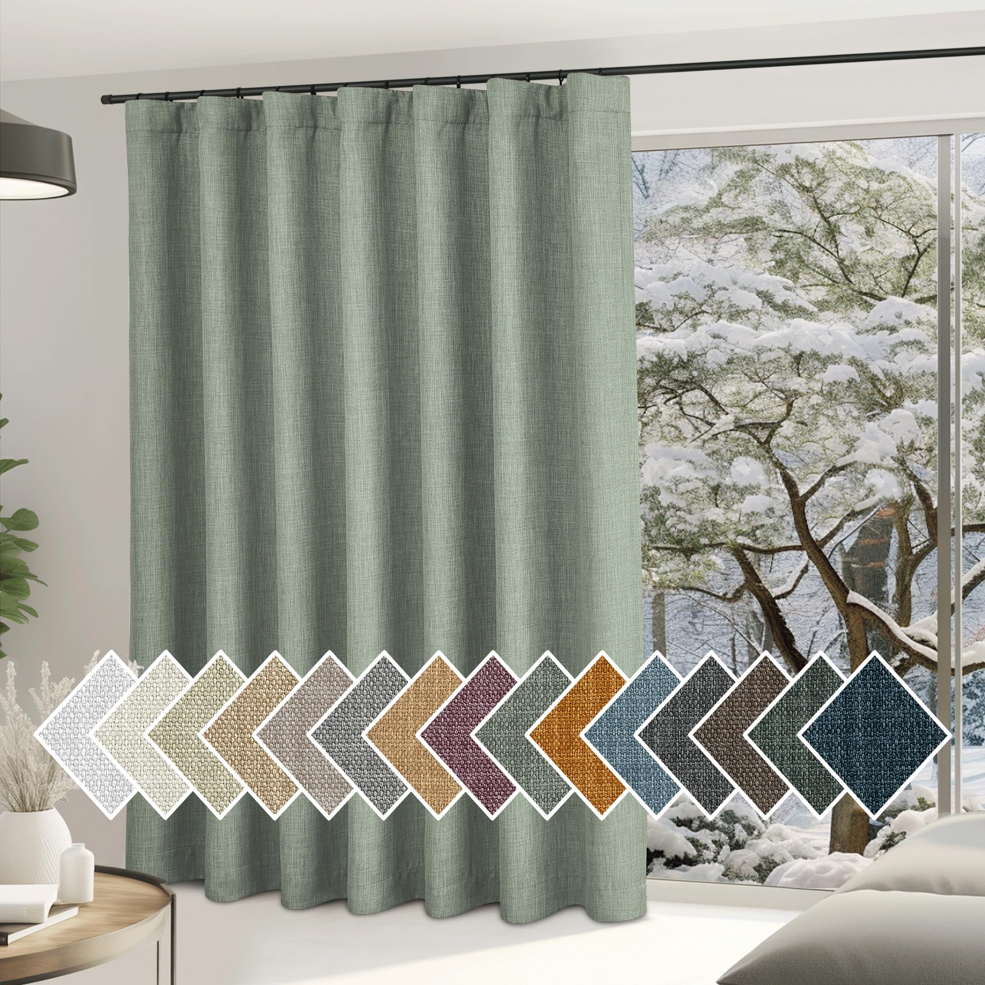 NICETOWN Sage Green Faux Linen Curtains