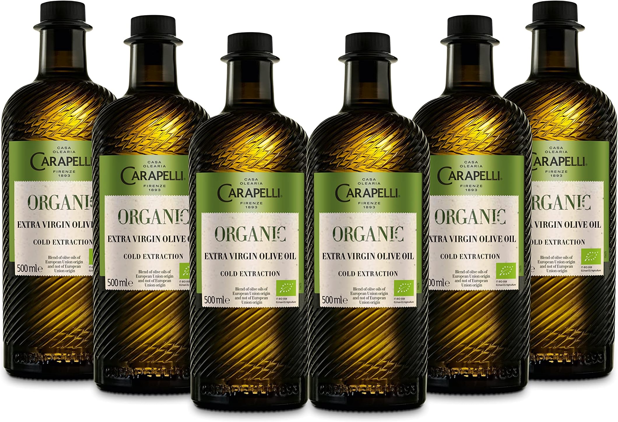 Organic Extra Virgin Olive Oil, Extra Virgin Olive Oil, Cold Pressed Extra Virgin Olive Oil, Pack of 6 x 500 ml
