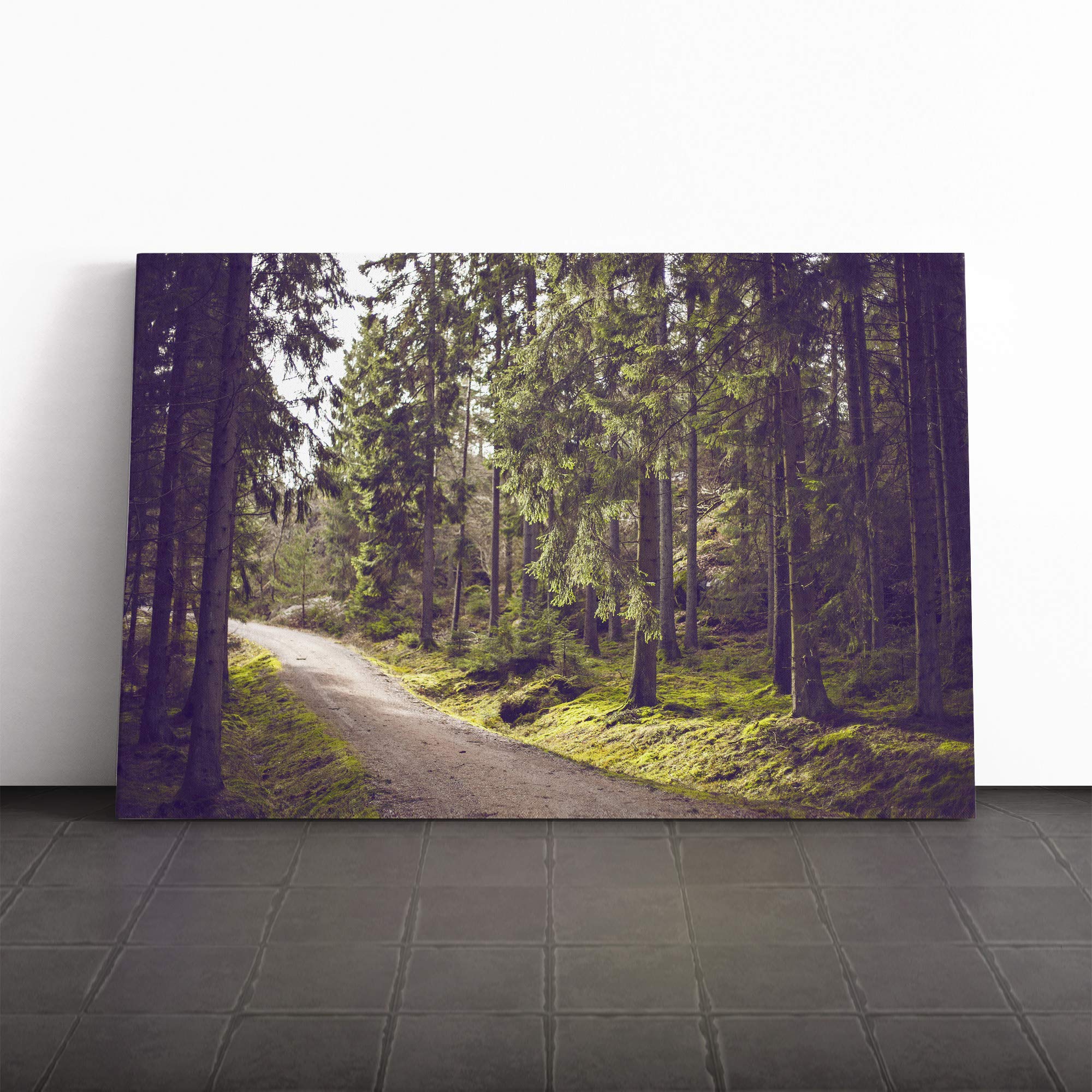 Landscape Woodland Path Canvas Print | Gallery Wrapped 30mm Frame Wall Art | 30x20 inches | Ready to Hang | Modern Landscape Picture | Living Room Bedroom Lounge Office