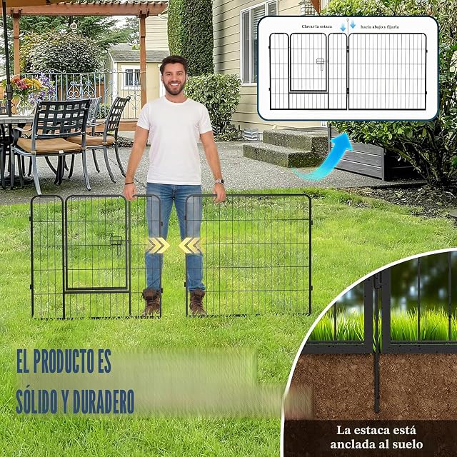 Foto 5 de 8 de Parque para Perros de 12 Paneles 80x60cm Valla Metalica (Negro)