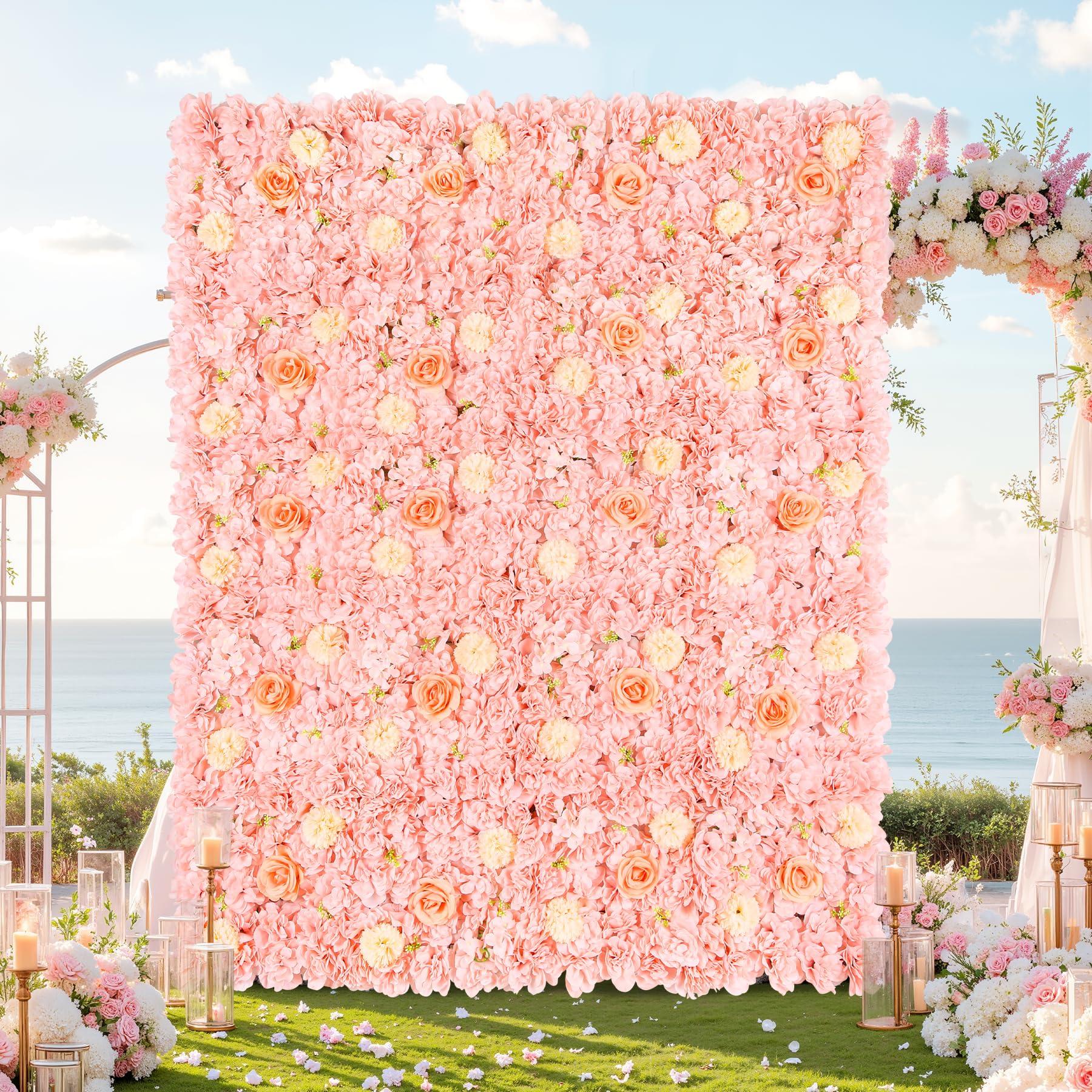 Amazon.com: Flower Wall Backdrop Artificial Flowers - 5ftx3.74ft