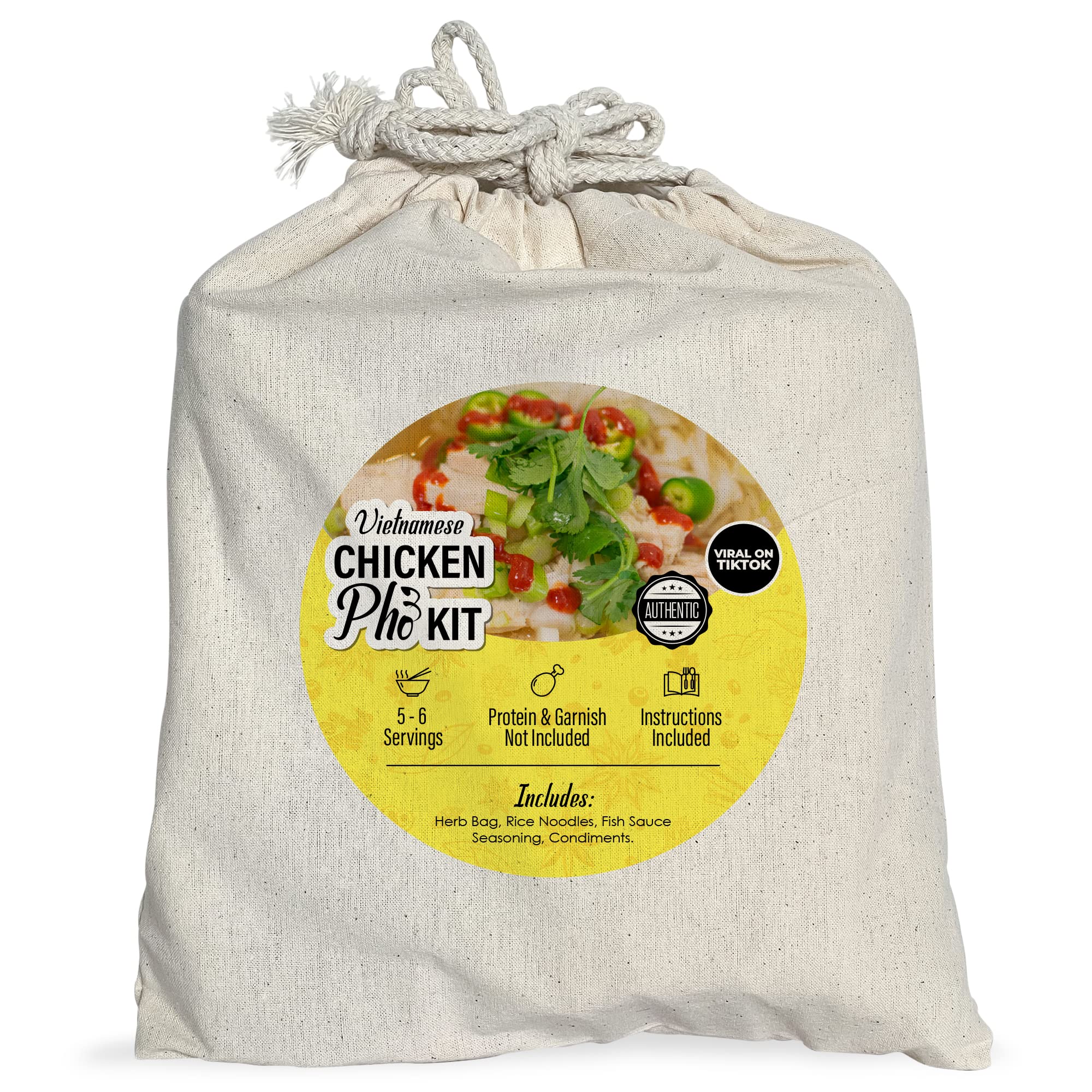 Get Cultured Box DIY Chicken Pho Kit (Ph? Gà), Make Authentic Vietnamese Pho Broth, Includes Herb Bag, Rice Noodles & Condiments (Not Included: Protein & Garnish), 5-6 Servings