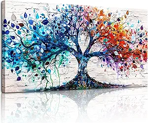 SERIMINO Tree of Life Large Wall Art Prints, Spiritual Tree Office Decor Paintings, Plant Abstract Canvas Art Wall Decor, Colorful Aesthetic House Decorations Living Room Bedroom Wall Pictures 24"X48"