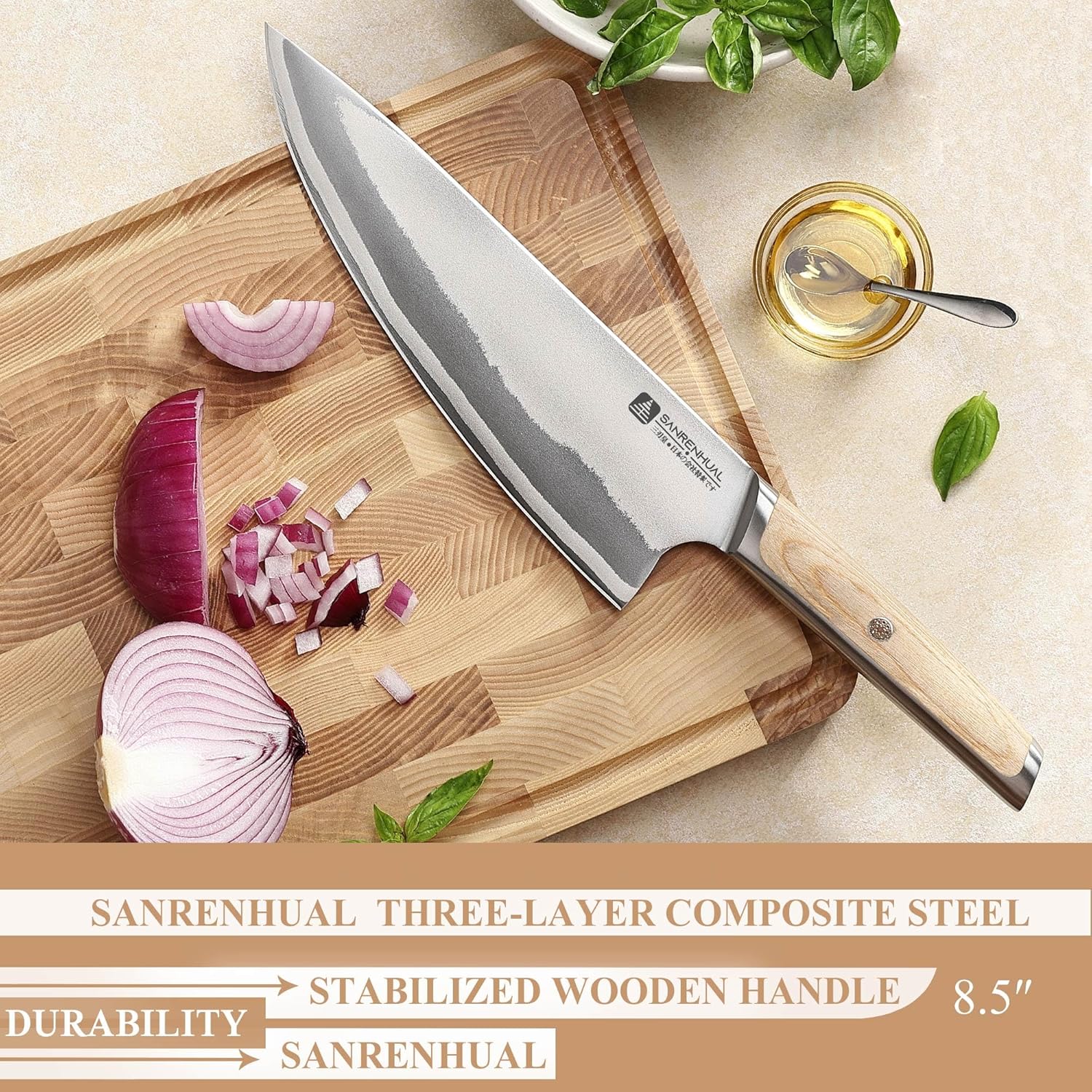 10" Japanese Chef Knife, Kitchen Knife in Japanese High Carbon Steel, Ultra Sharp Kitchen Knives and Full Tang Handle Chef's Knife 8 inch, Non-slip Ultra Sharp Cooking Knives - Image 5