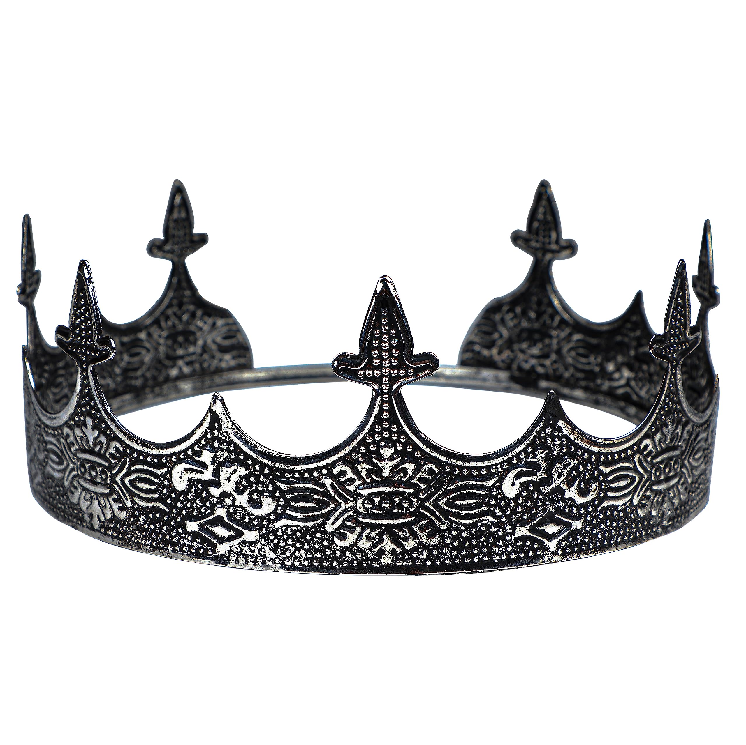 Antique Silver King Crown Mens Royal Tiara Prince Crown Halloween King Costume Christmas Birthday Party Wedding Prom Tiara
