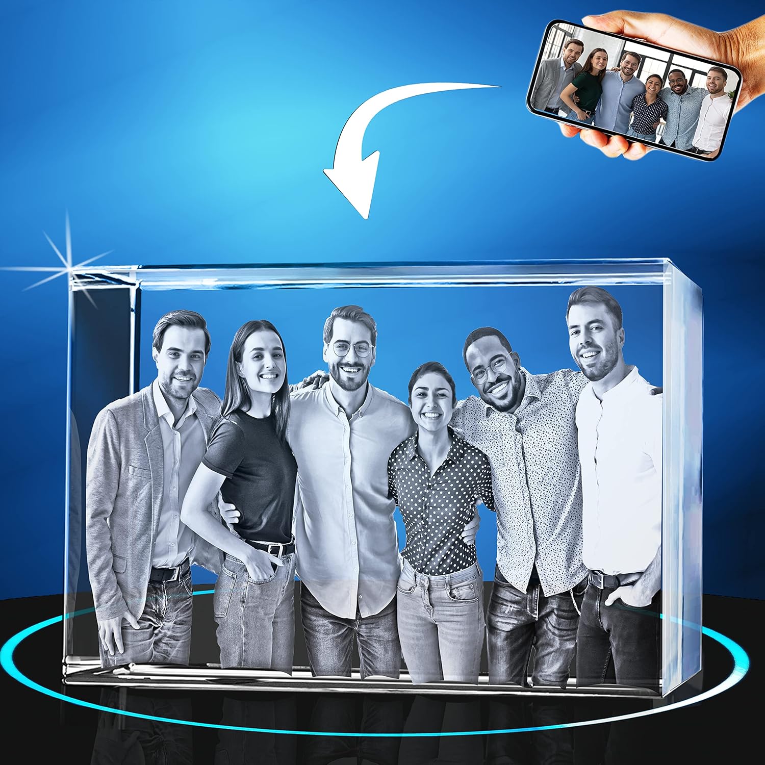 Crystal Photo, Christmas Customized Gifts for Women, Her, Wife, Men, Mom, Great Xmas Personalized Gift With Your Own Photo, Custom 3D Picture Rectangle (Small)