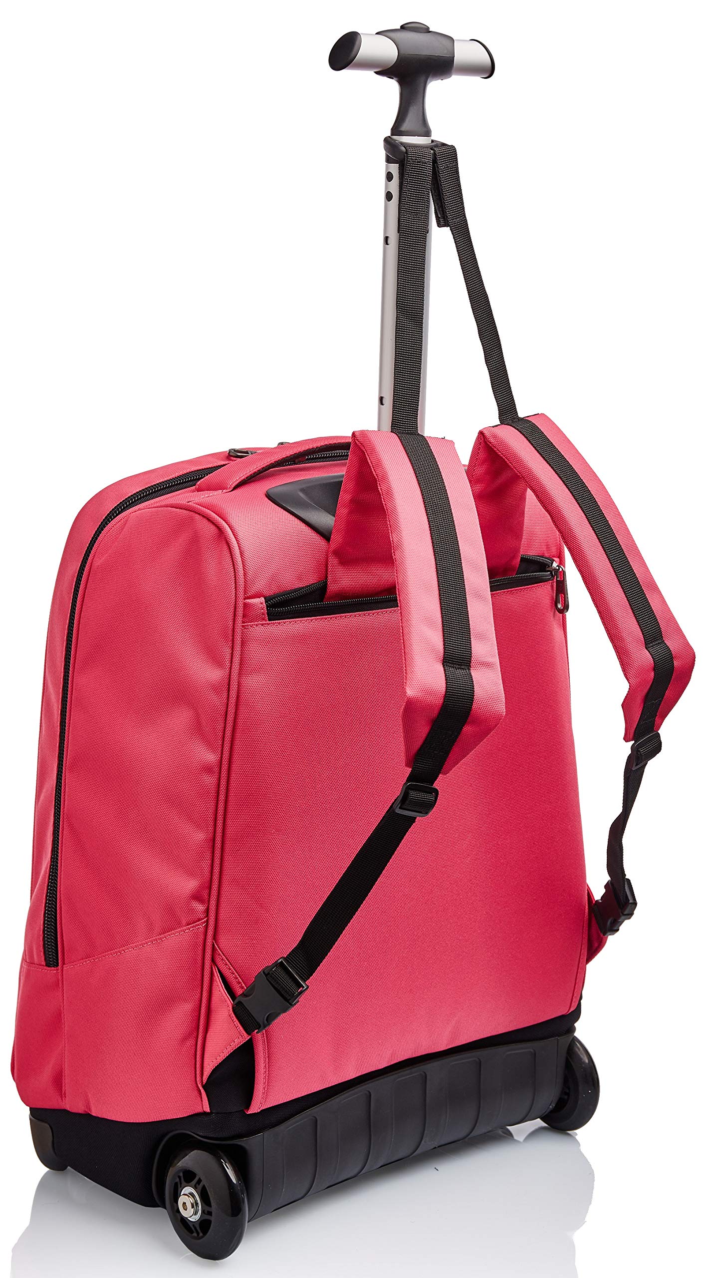 Invicta Sac à Dos à Roulettes, Benin Solid, Sac à Livres à Roulettes, 2 En 1, Sac à Dos + Trolley, Eco-Friendly, Filles et Garçons, pour L'École, le Sport, Pochette pour Ordinateur Portable, Rose
