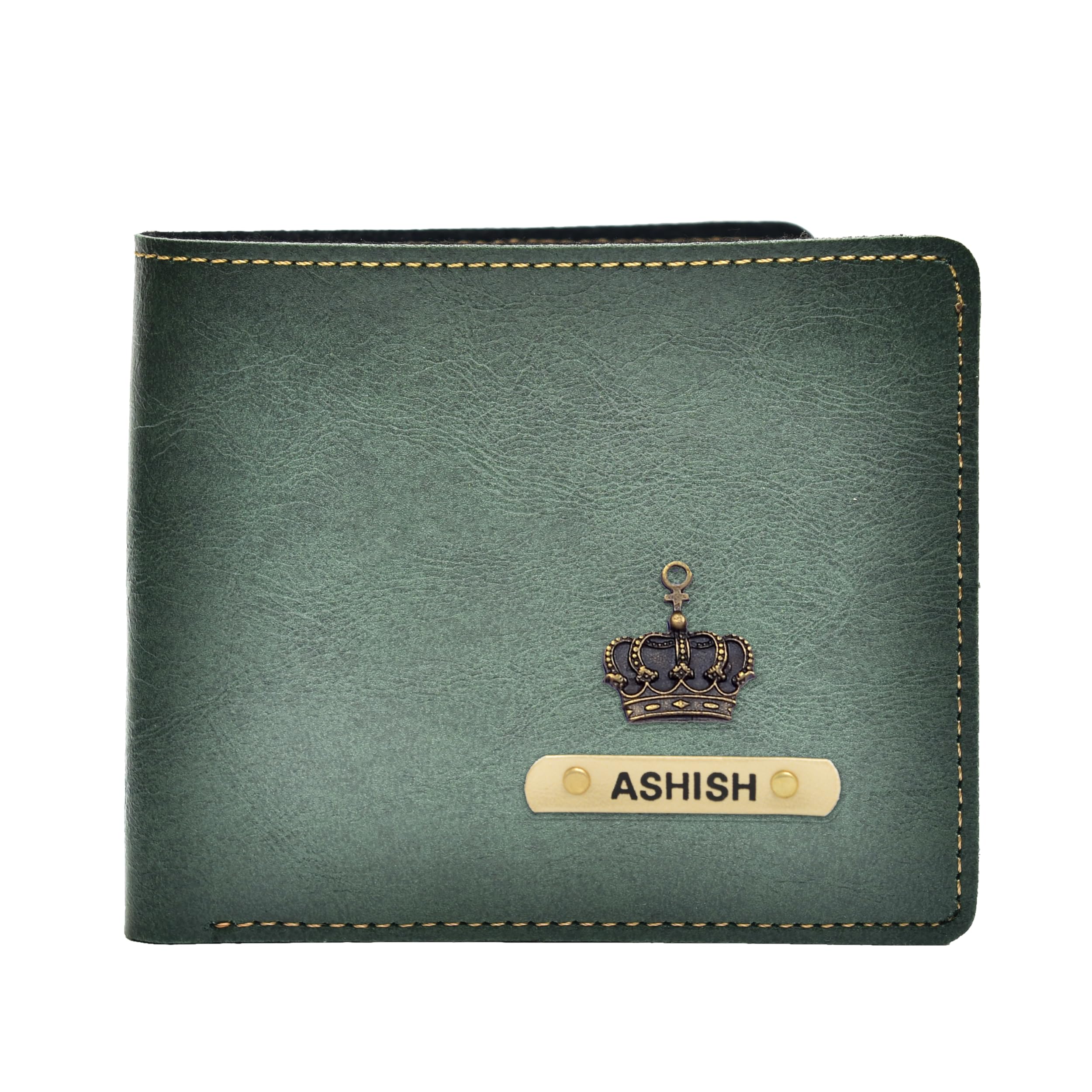your gift studio Men's Personalized Wallet I Customized Slim Stylish Leather Purse with Name & Charm I Unique Birthday Anniversary Gift for Men Boy Love Husband Employees Clients (Green)-picture-43