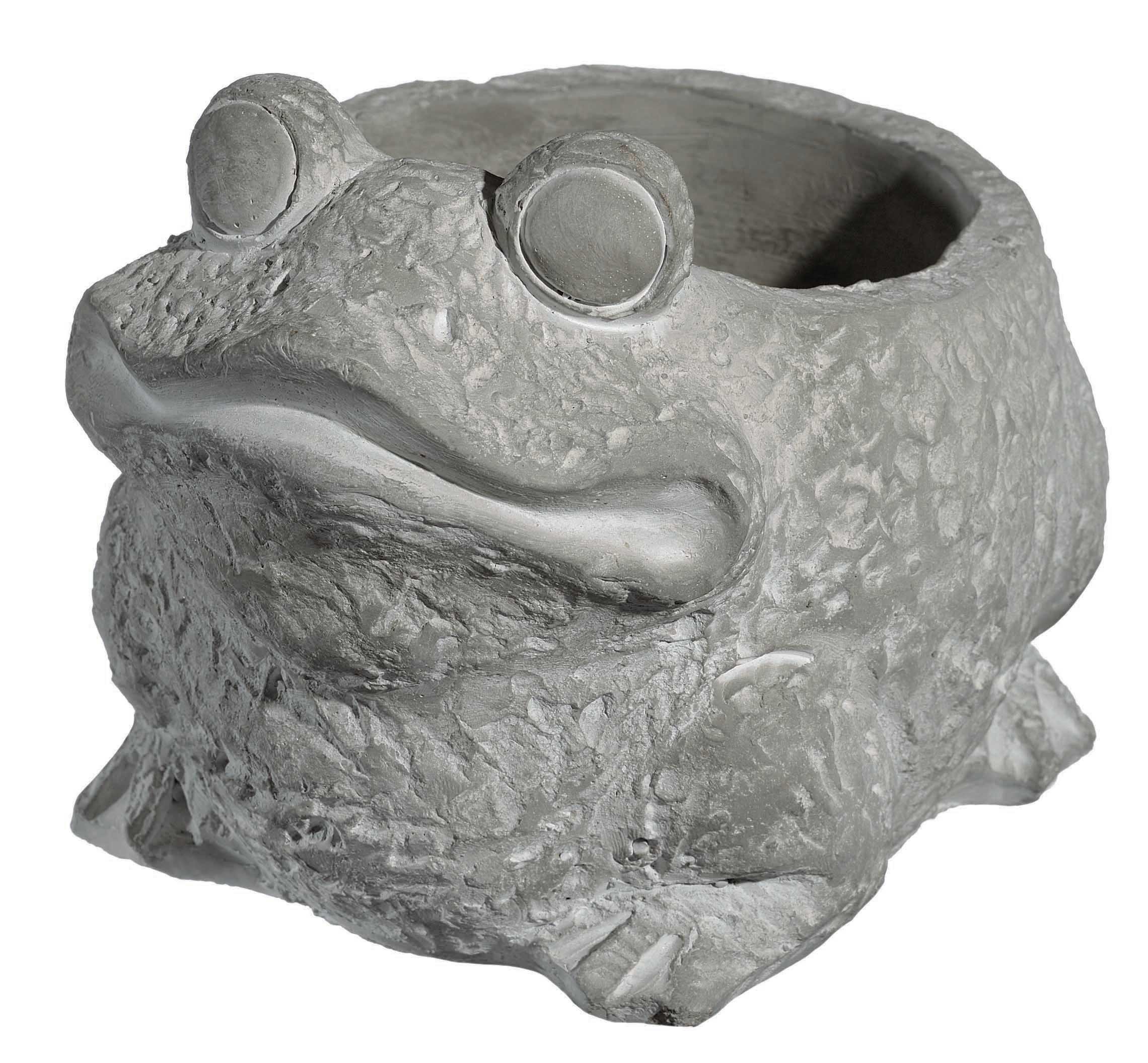 Classic Home and Garden Cement Buddies Indoor Outdoor Planter with Drainage Hole, Frog, Natural Gray, Large, 7.5in