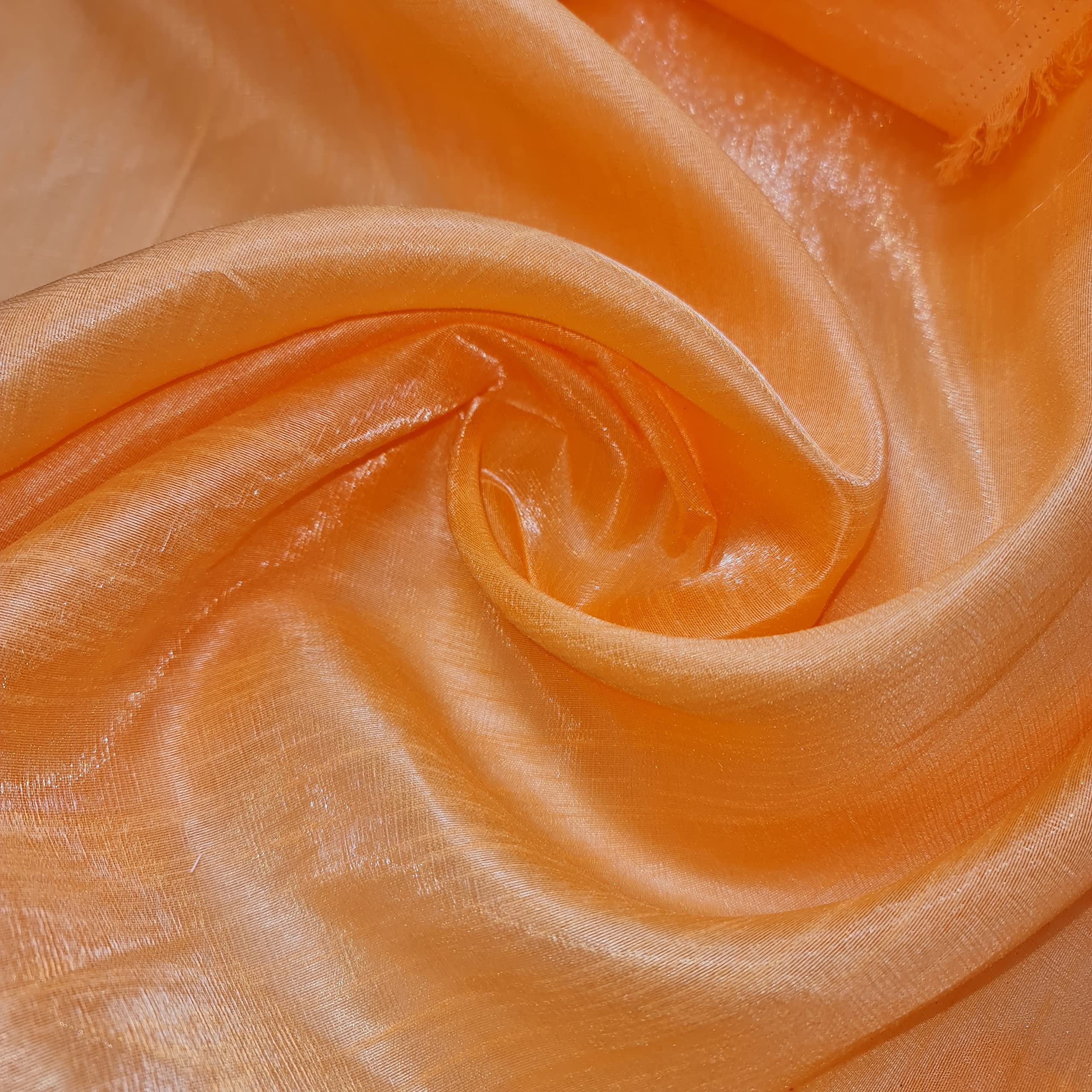 44" Wide Plain Polyester Faux Dupion Raw Silk Satin Finish Dress Craft Patch Fabric Sold by The Meter (1 Meter, Peach)