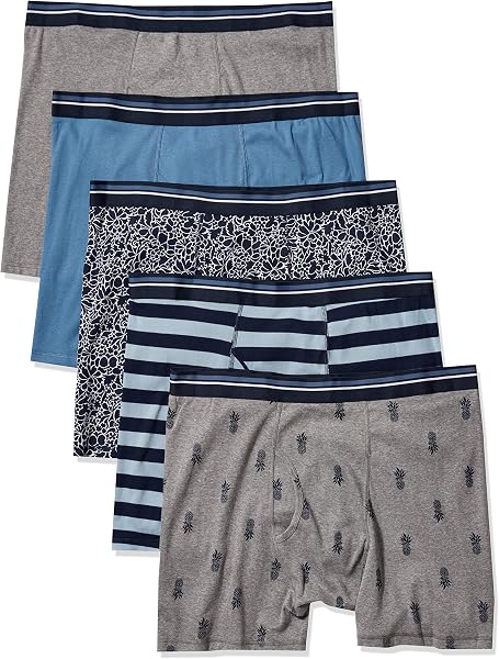 Amazon Essentials Men's Breathable Cotton Boxer Briefs, Tag-Free, Pack of 5
