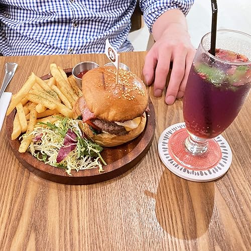 Miniatura 3 de AD Juego de 6 posavasos para absorber bebidas, redondos, de cerámica, con base de corcho, tapete de protección de mesa para tazas y tazas, oficina,