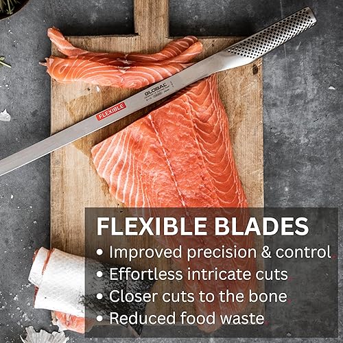Miniatura 6 de Global Cuchillo de filete Flexbile de 11 pulgadas, acero inoxidable japonés ligero, borde afilado, fabricado en Japón, G-19