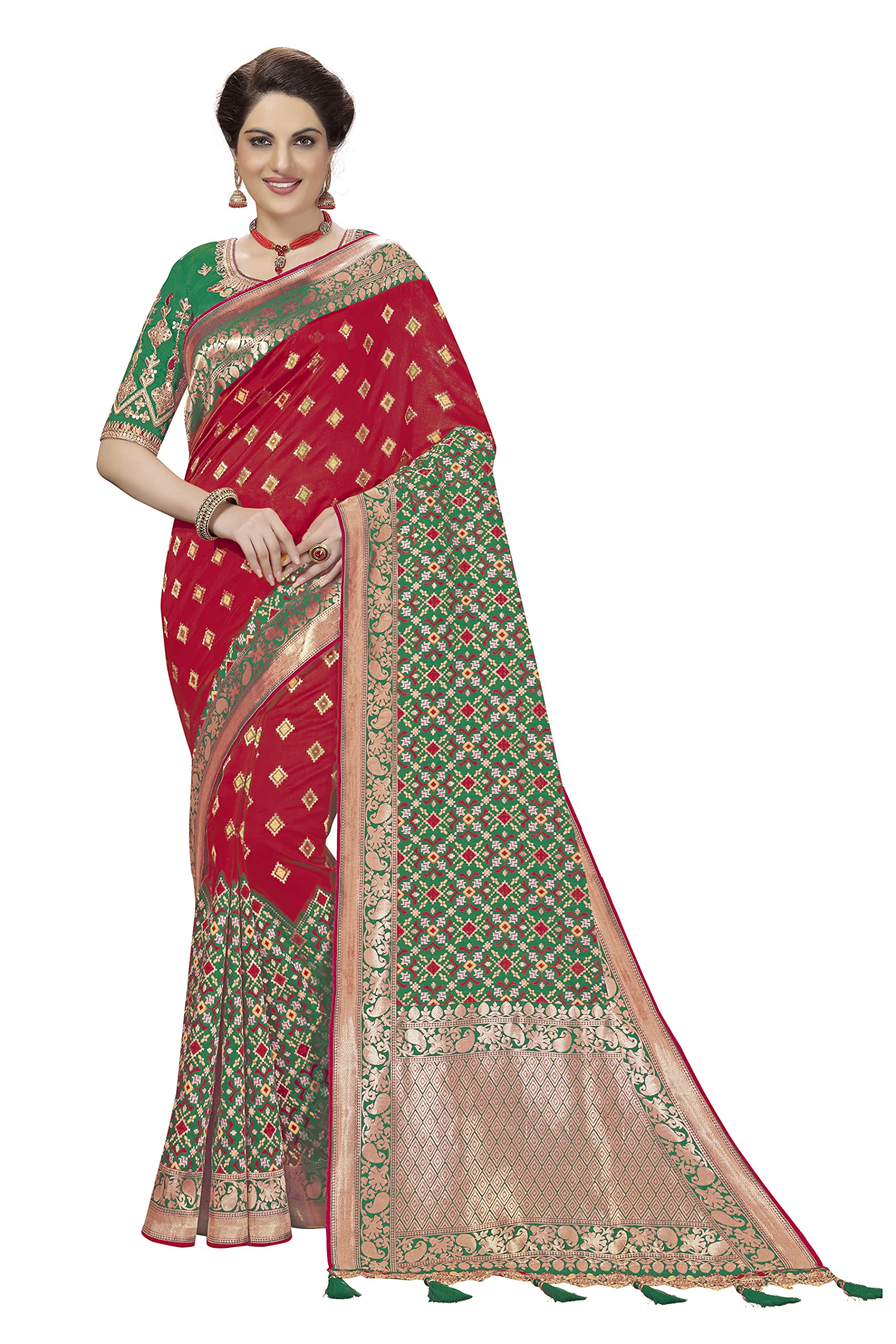 Nivah FashionWomen's Patola Banarasi Silk Saree With Blouse Piece