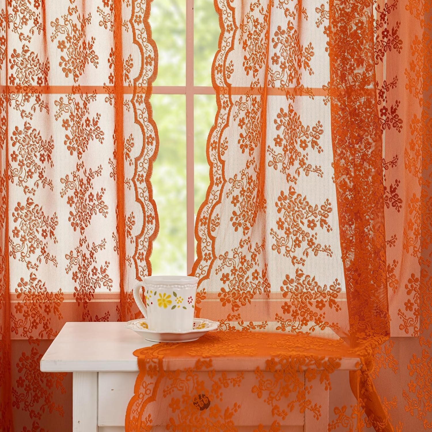 YJ YANJUN Lace Curtains 72 burntorange