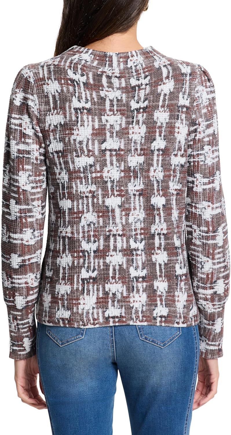 NIC+Zoe Womens Waffle Stitch Stamp Sweater - Image 3