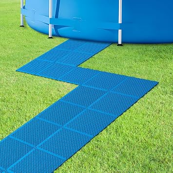 Moonoom 16 Pcs Ground Pool Drainage Walkway, 10.3 x 10.3 Floor Protector Mat, Non-Slip Plastic Modular Interlocking Cushion for Protecting Lawn and Away From Litter