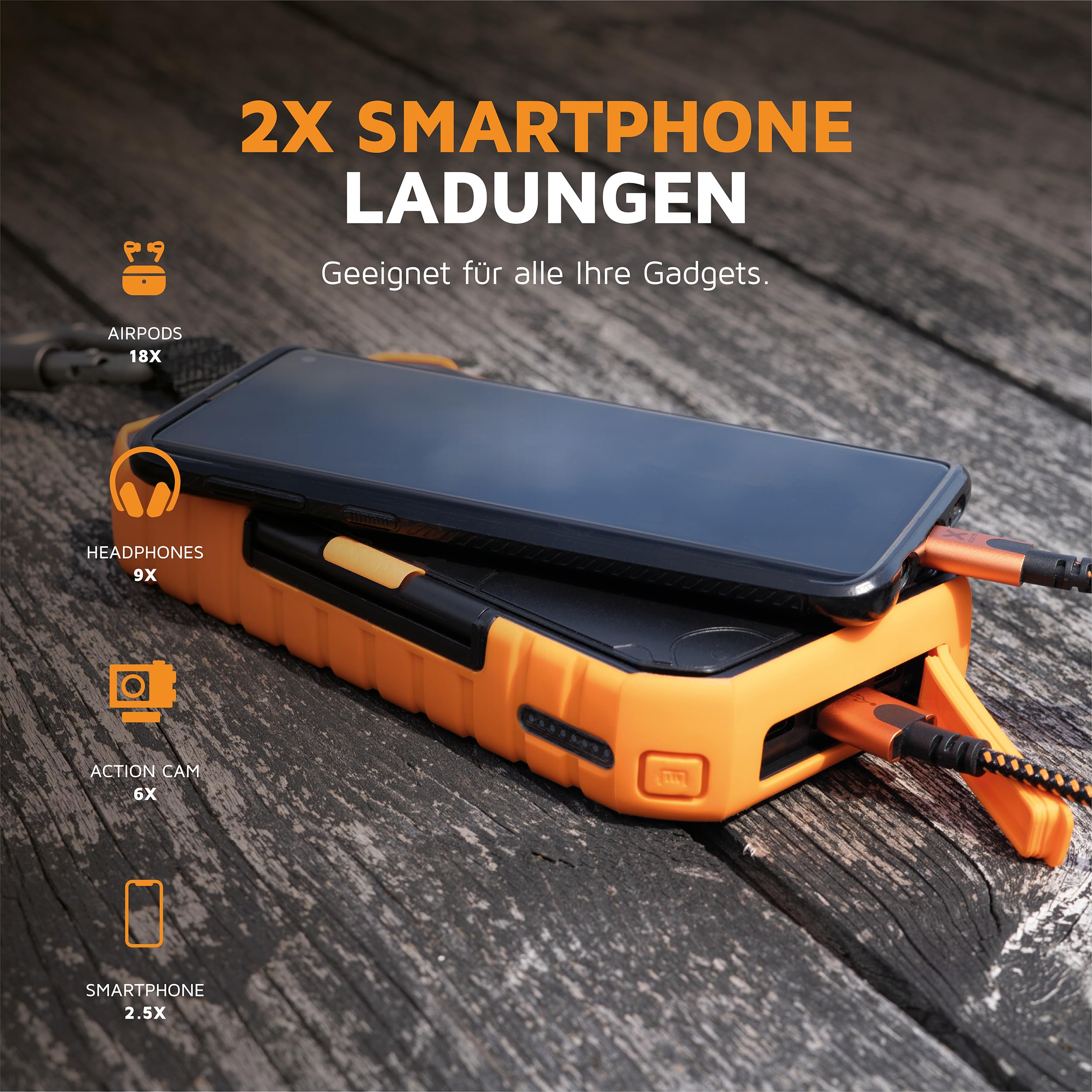 Xtorm Rugged Solar Powerbank 10.000 Black, Orange Neu