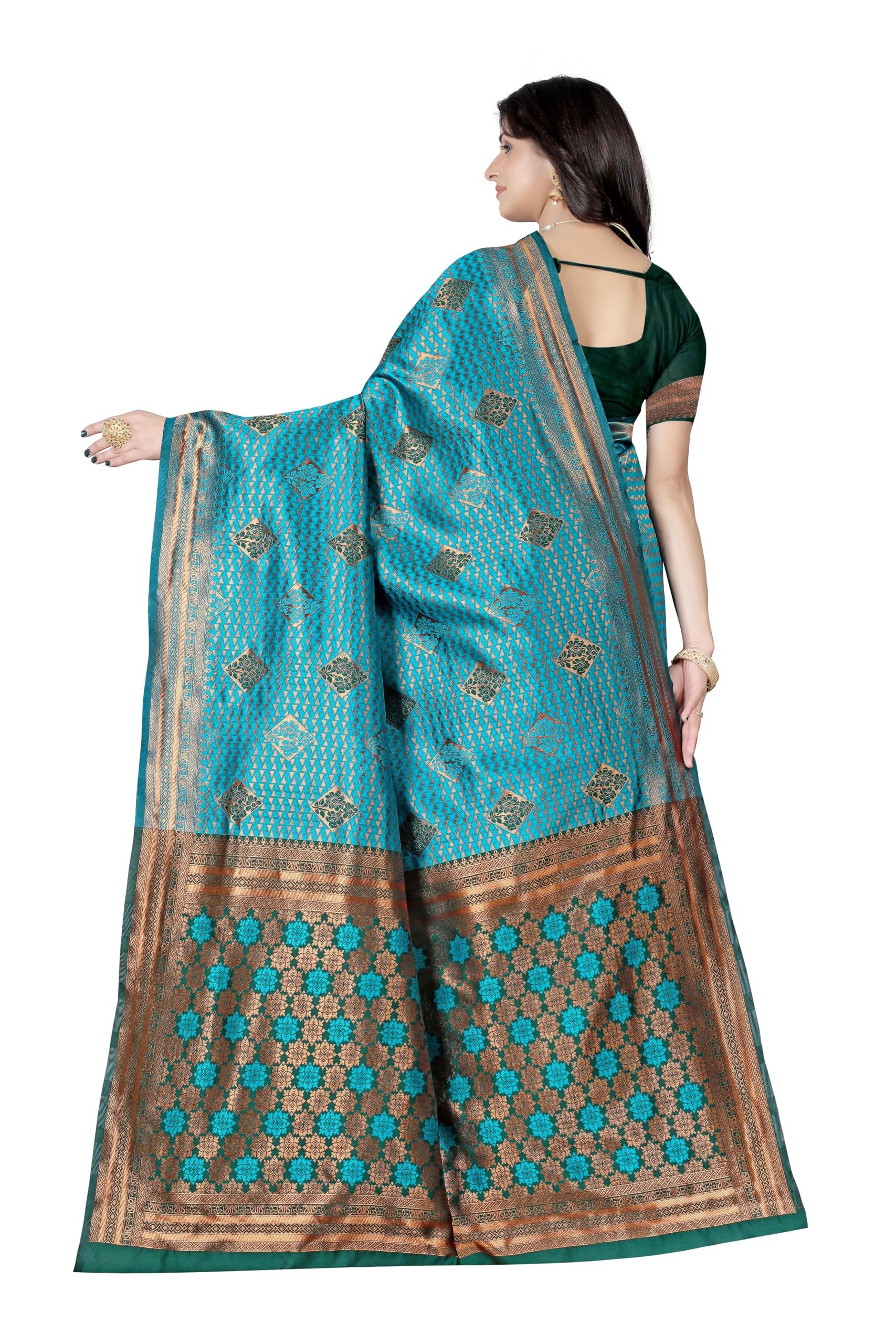 Sugathari Women's Banarasi Saree Pure Kanjivaram Silk Soft New Ladies 2024 Design Wear Pattu Sarees Latest Cotton Party Sari Collections With Blouse Piece For Wedding Sadi (Pari-184-Rama)