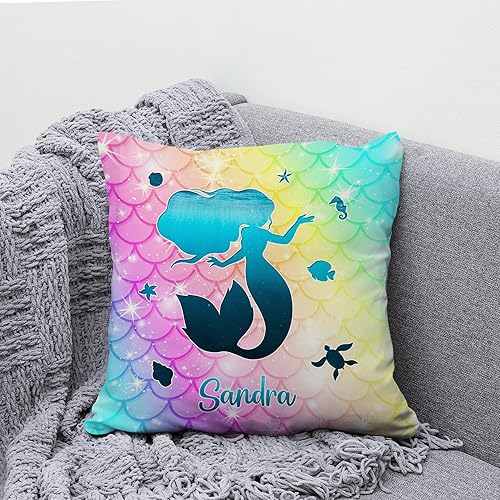Miniatura 5 de Hyturtle Almohada personalizada con escamas de sirena (inserto incluido), regalos para niñas y mujeres, regalos de cumpleaños para amantes de la