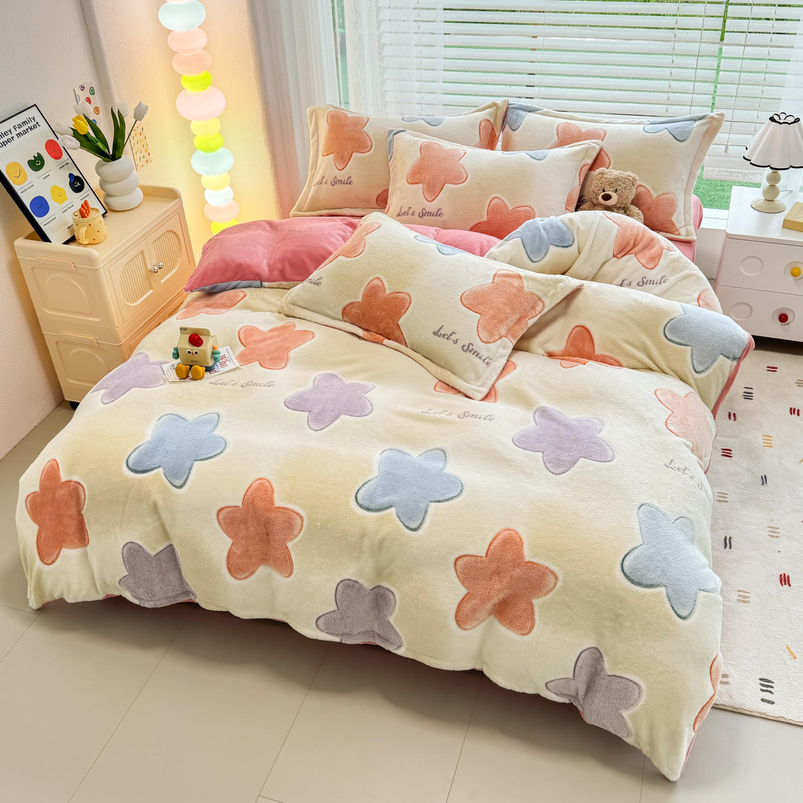 MorroMorn Twin Bedding Sets, Pink Duvet Cover Set, Kawaii Cream Cake Fluffy Comforter Covers Blanket Ultra Soft for Girls Kids Toddler Teen Women Twin/Twin XL Size