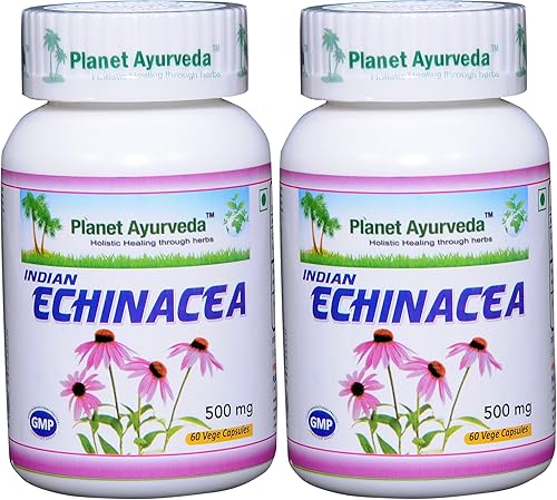 Planet Ayurveda Echinacea, 500mg Cápsulas Vegetales - 2 Botellas