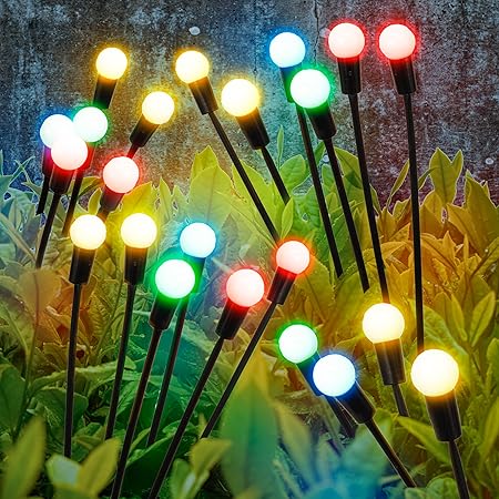 WEIRD WOLF Garden Solar Lights Starburst Swaying 12 LED, Solar Power Garden Light for Outdoor, Pots, Balcony Decoration (Pack of 2, Multicolor)