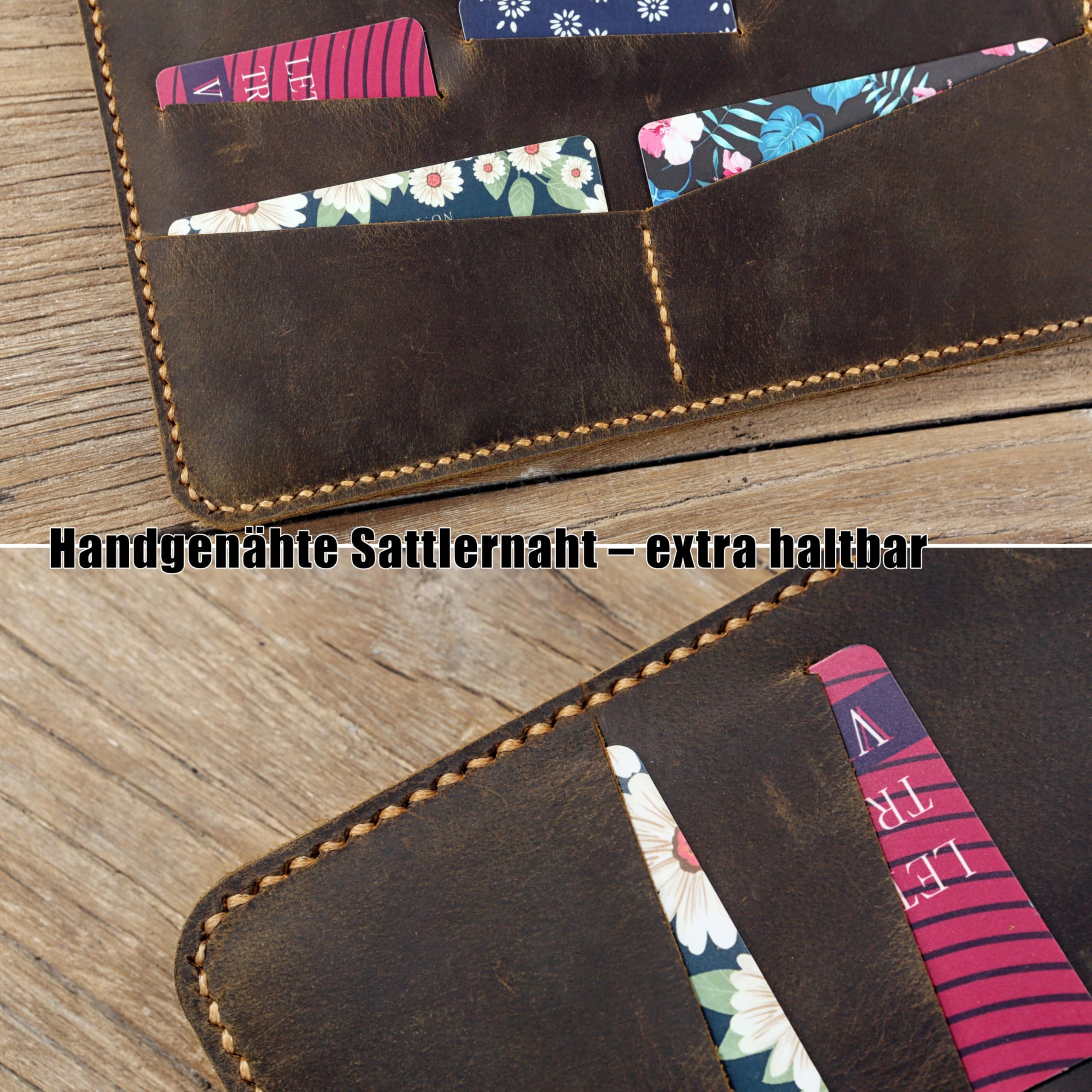 Vintage A4 Leder-Portfolio mit 4-Ring-Mechanik, handgenähte Schreibmappe aus vollnarbigem braunem Leder, Organizer mit Fächern, personalisierbar – Präsentationsmappe fürs Büro & Studium