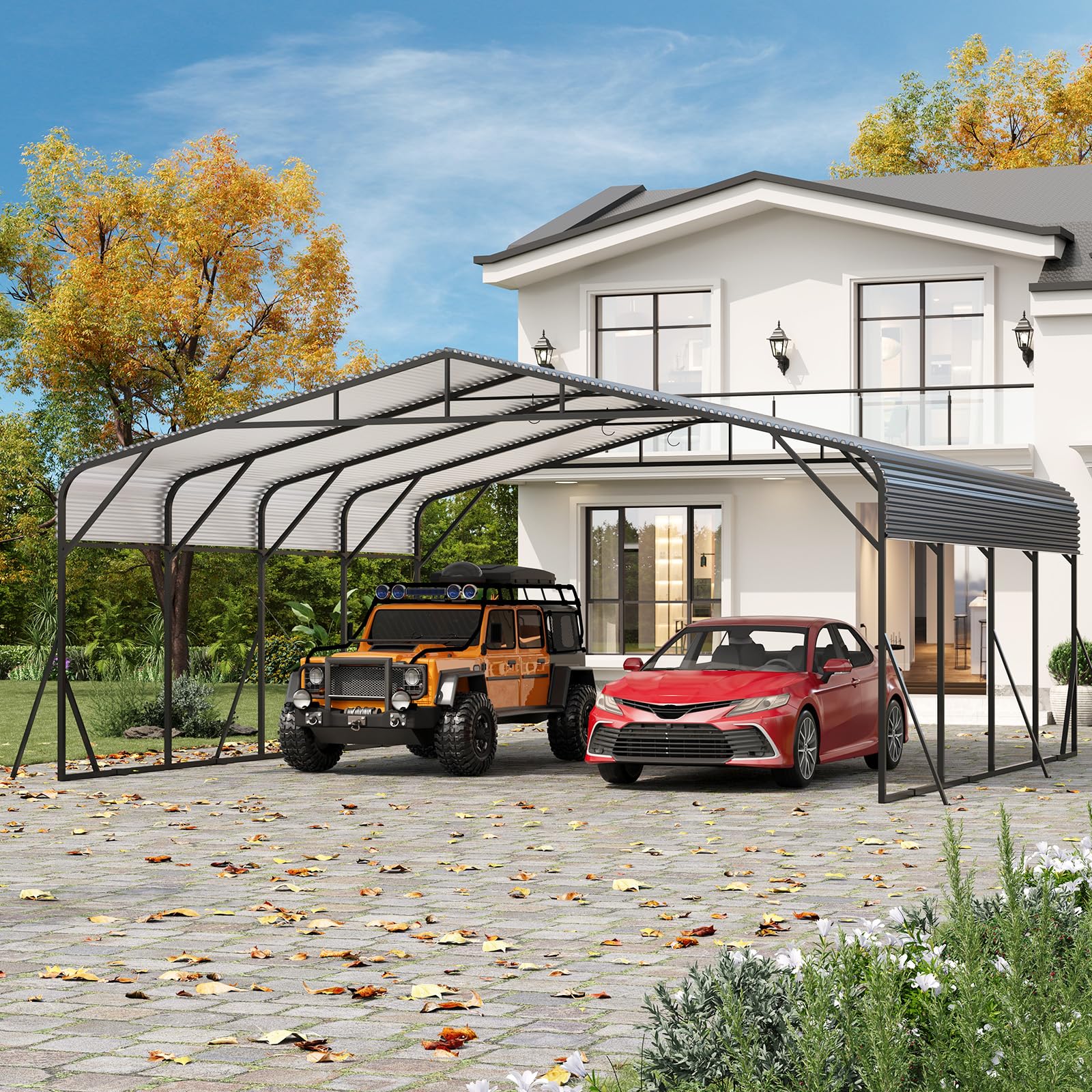 Photo 1 of GAOMON Metal Carport, 20x20 FT, Gray
