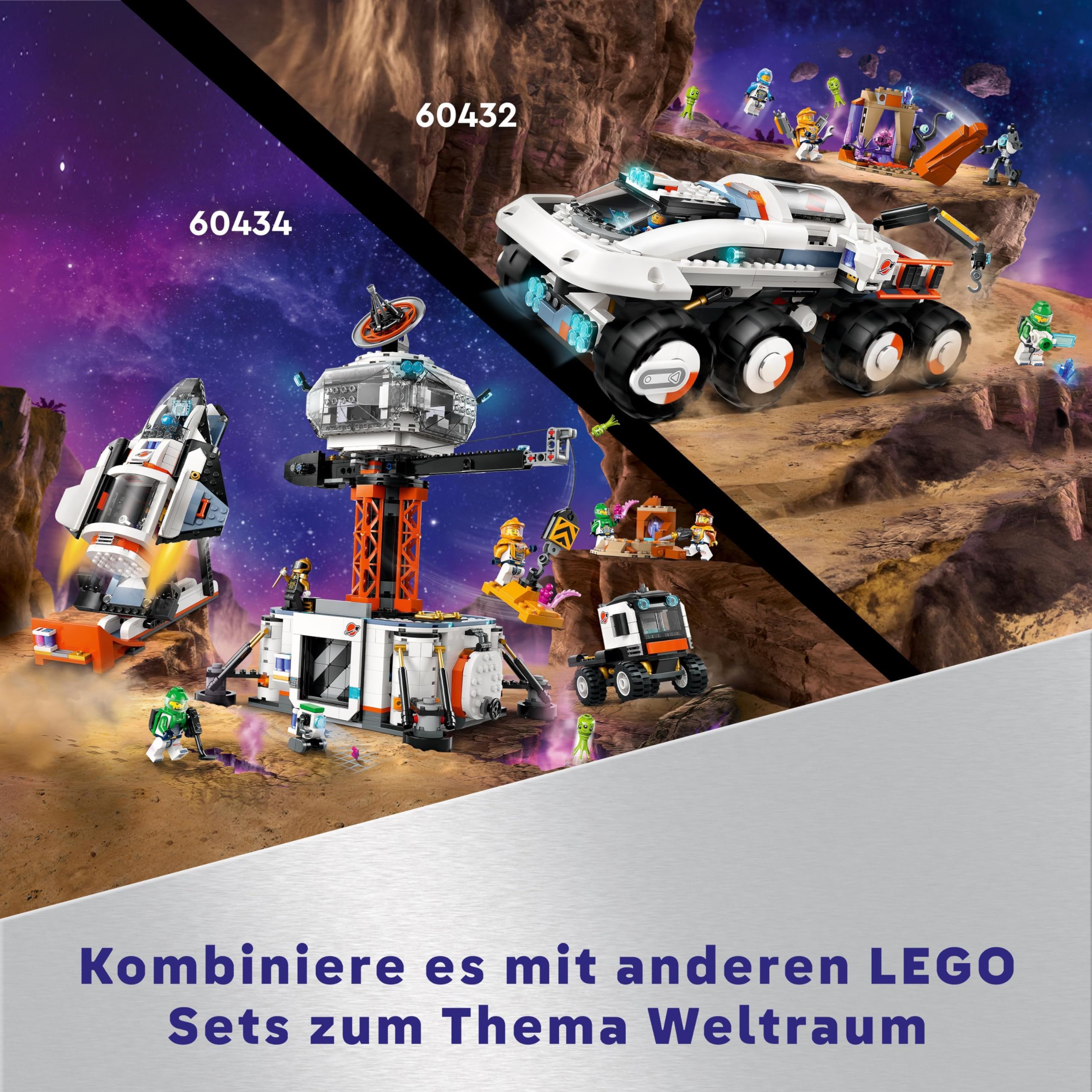 LEGO City Weltraum Modulare Raumstation, Raumschiff Modell mit Weltraumfahrzeugen, Geschenk für Kinder, Jungen und Mädchen ab 7 Jahren, Modulare Forschungsstation mit 6 Astronaut-Figuren 60433