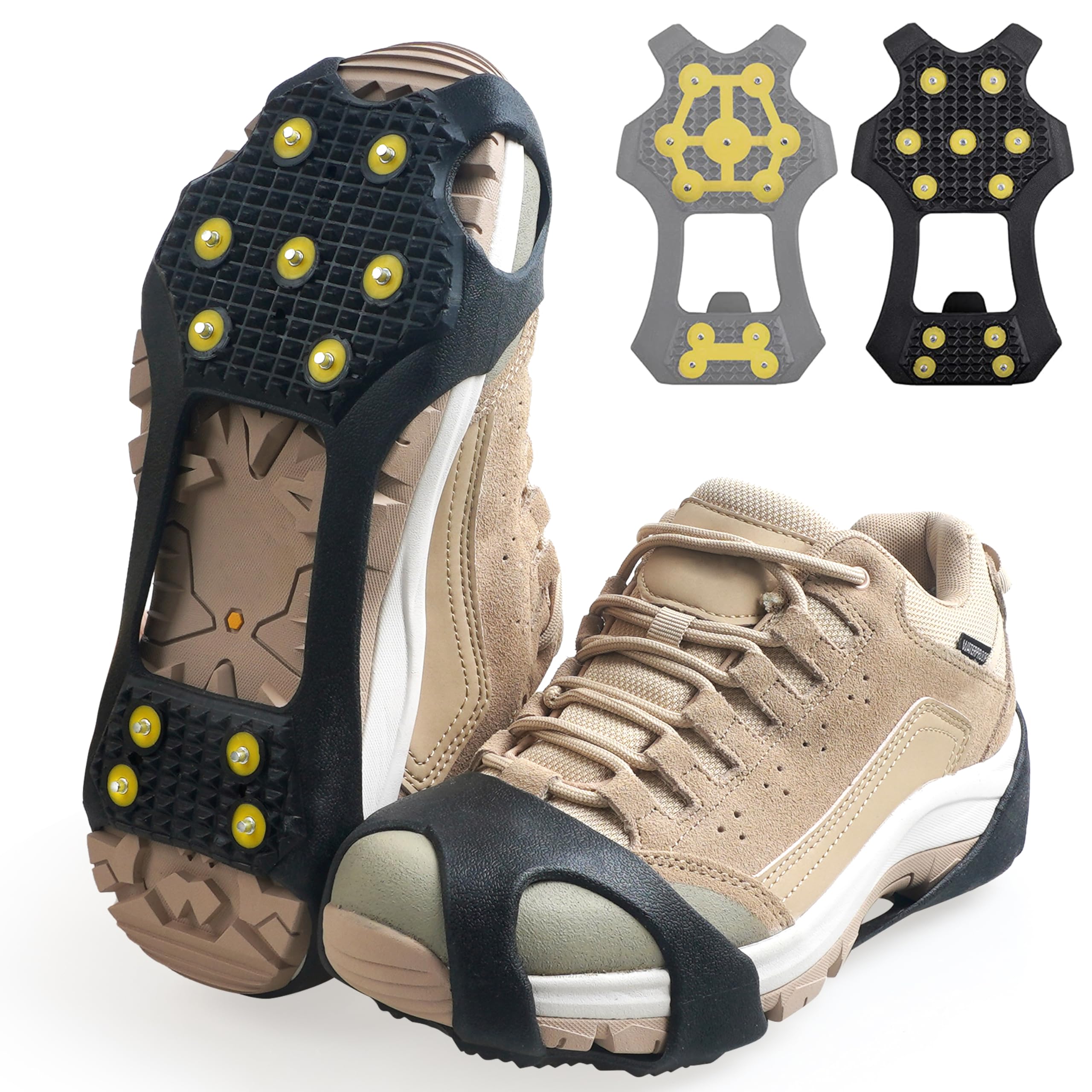 Ice Cleats Snow Traction Cleats Crampons for Shoe and Boots Non-Slip Overshoe for Walking on Snow and Ice Rubber Walking Cleats Anti Slip Crampons