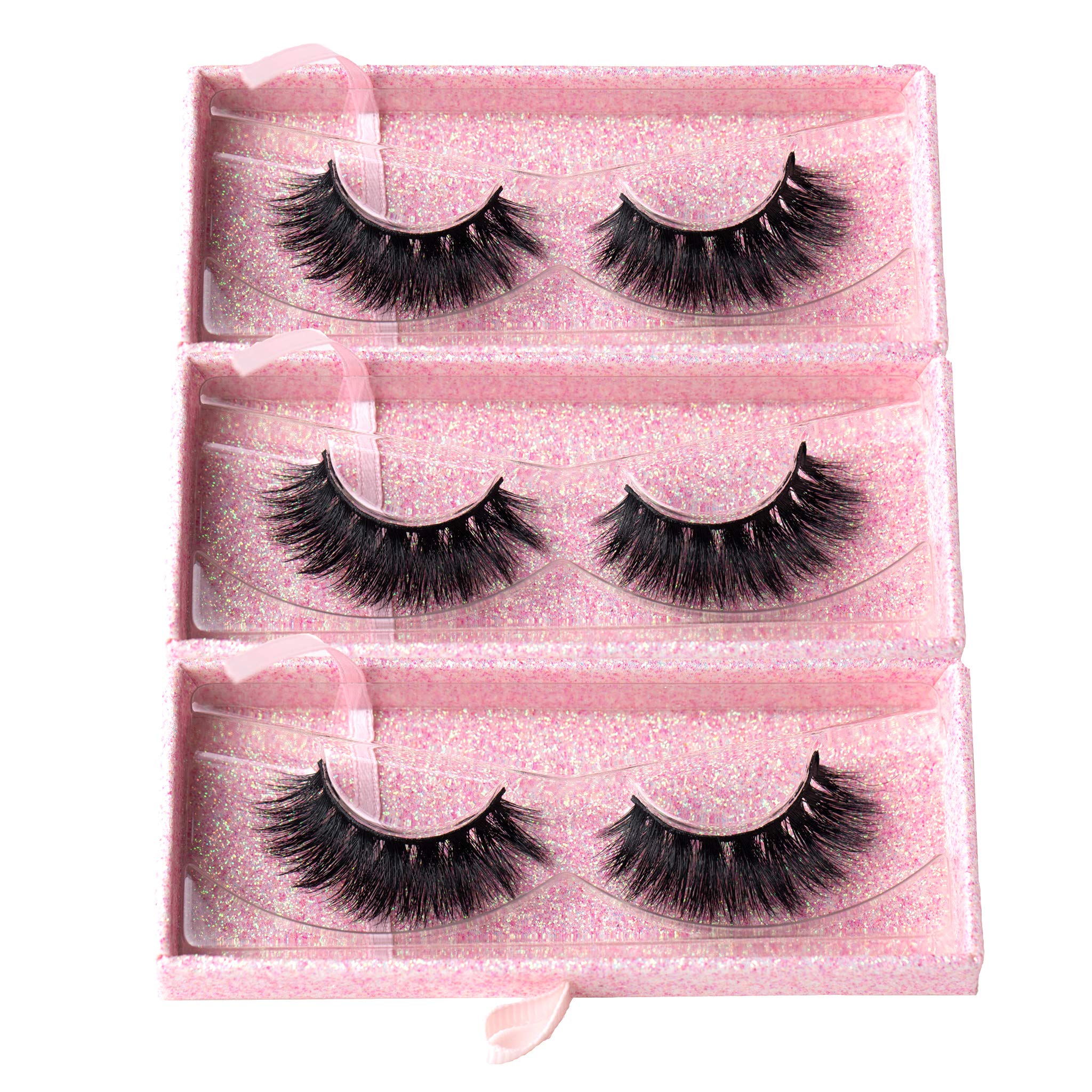 3 Packs Fluffy Long Thick Dramatic Look Handmade Reusable 3D Mink False Eyelashes D008