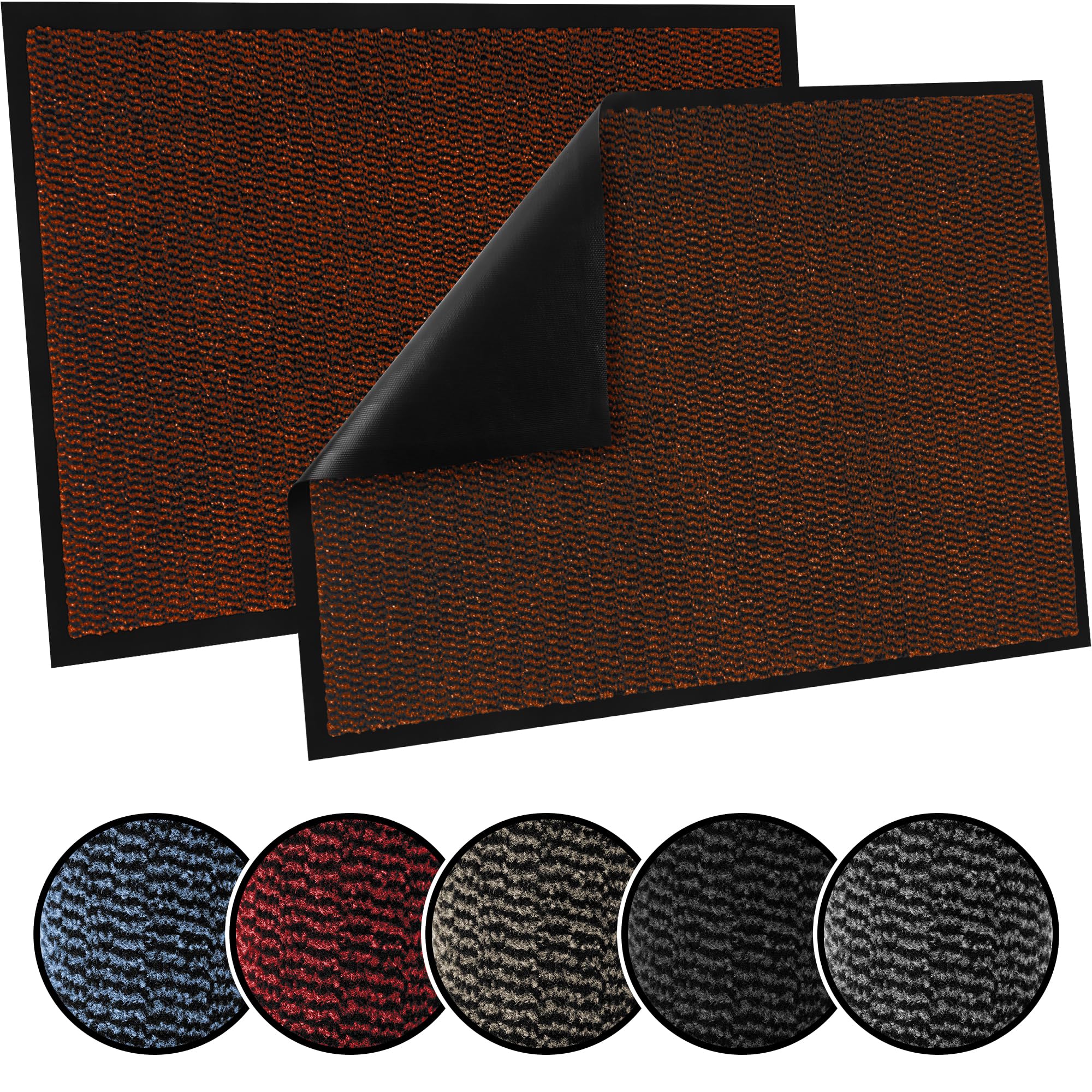 TrendMakers Door Mat Indoor & Outdoor Non-Slip Rubber Backed door mats indoor Super Absorbent Washable Dirt Trapper doormats - Durable & wrinkle-free Barrier Rug (Rust/Black - 90cm x 150cm) — image 1