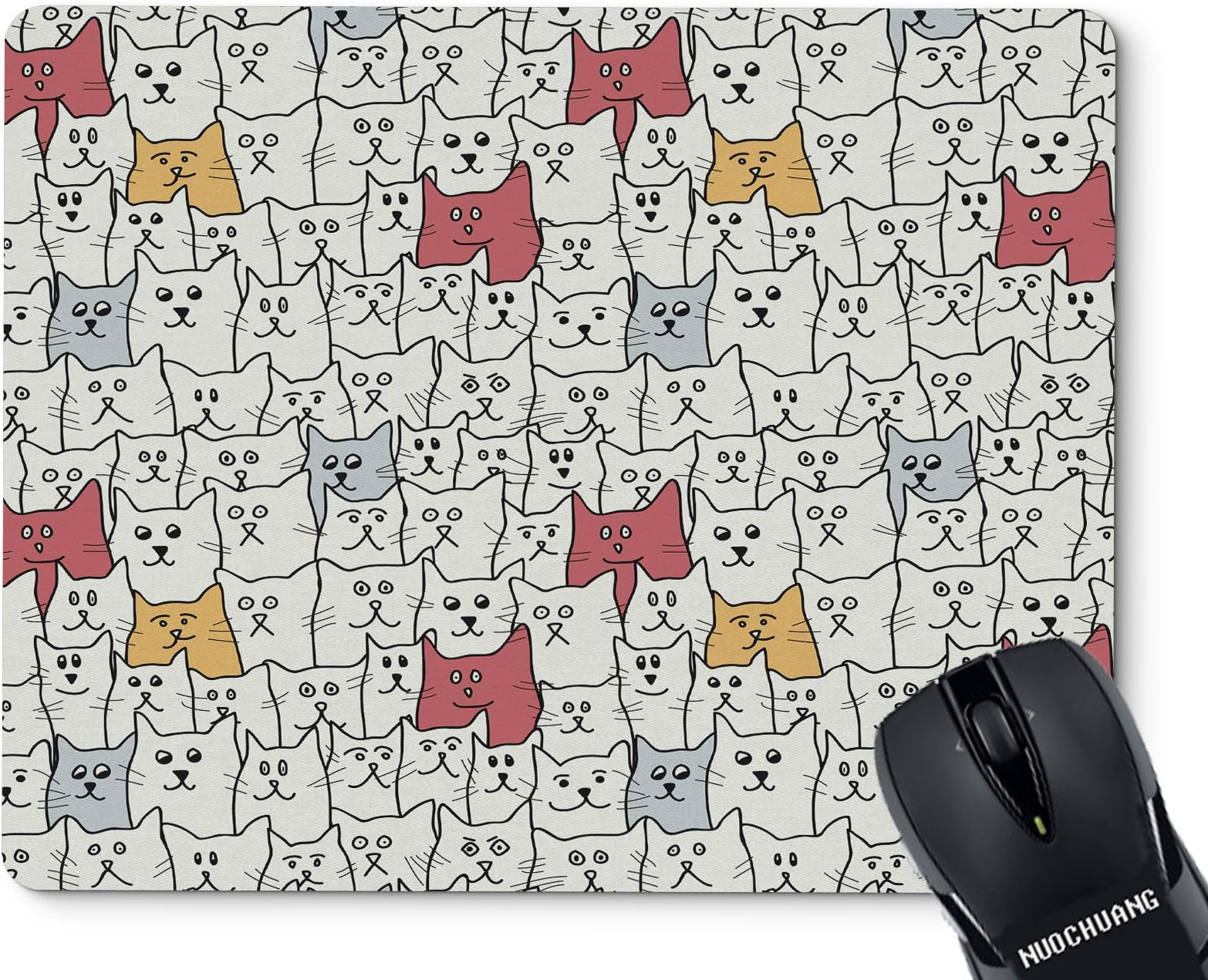 Cute Funny Cats in Cartoon Rectangle Non Slip Rubber Mouse Pad Mousepad Mat