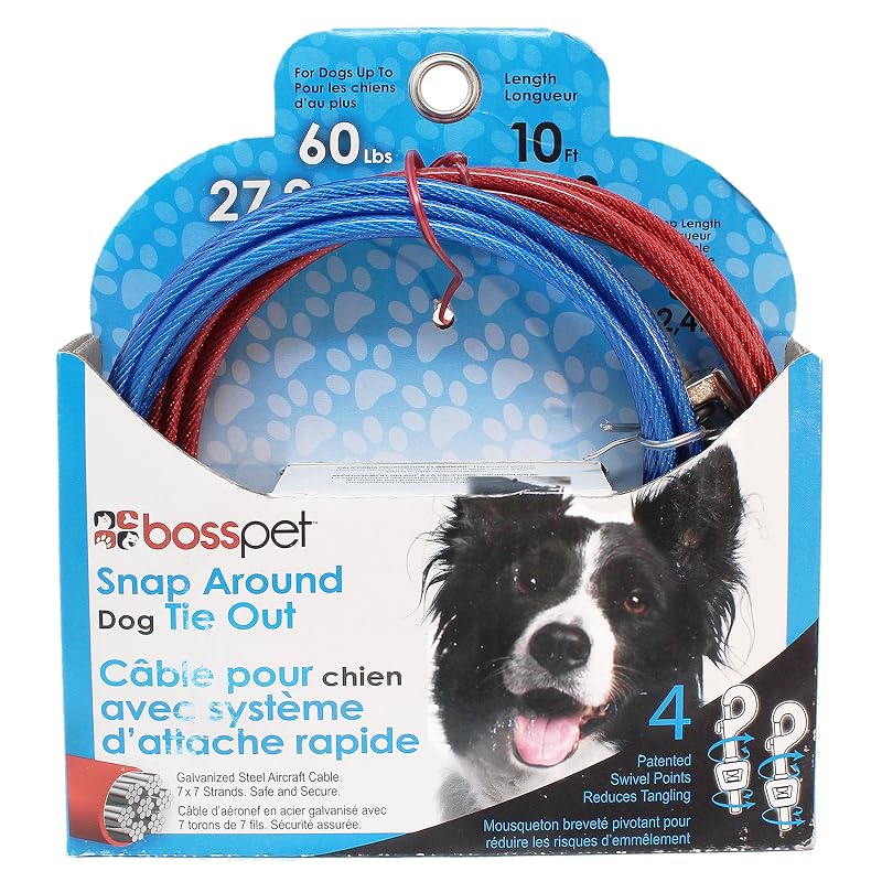 Guia de contenção com cabos para cães grandes Boss Pet Q2515 000 99, 3,05 m