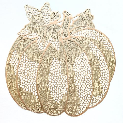 Miniatura 7 de Manteles individuales metálicos de vinilo prensado de 15 x 13.5 pulgadas para decoración de mesa de comedor, juego de 6, copo de nieve dorado Copo