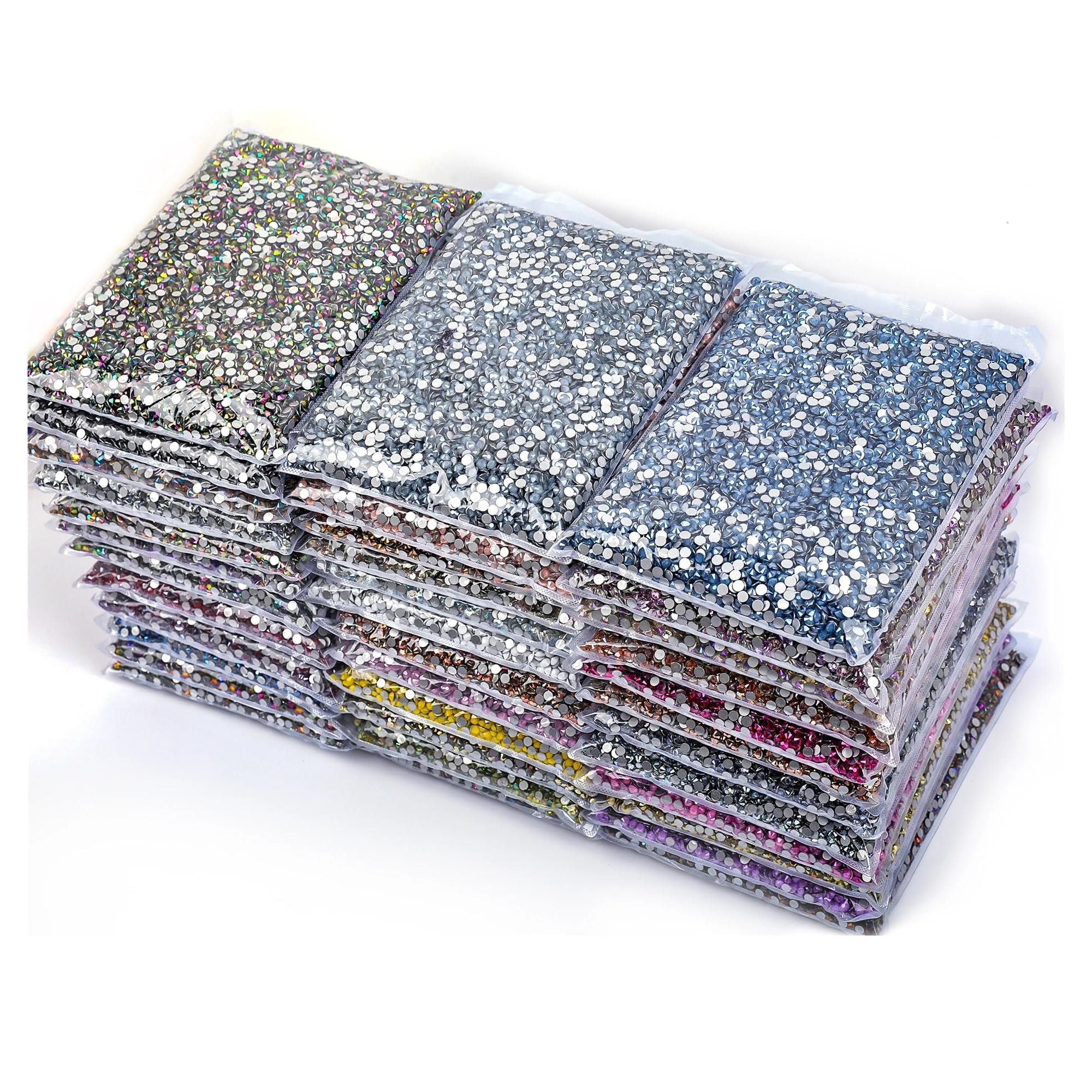 LIUCH 14400 pezzi SS3-SS20 Flatback non hotfix cristallo strass glitter cristallo for decorazione nail art(Black Diamond,SS5 14400pcs)