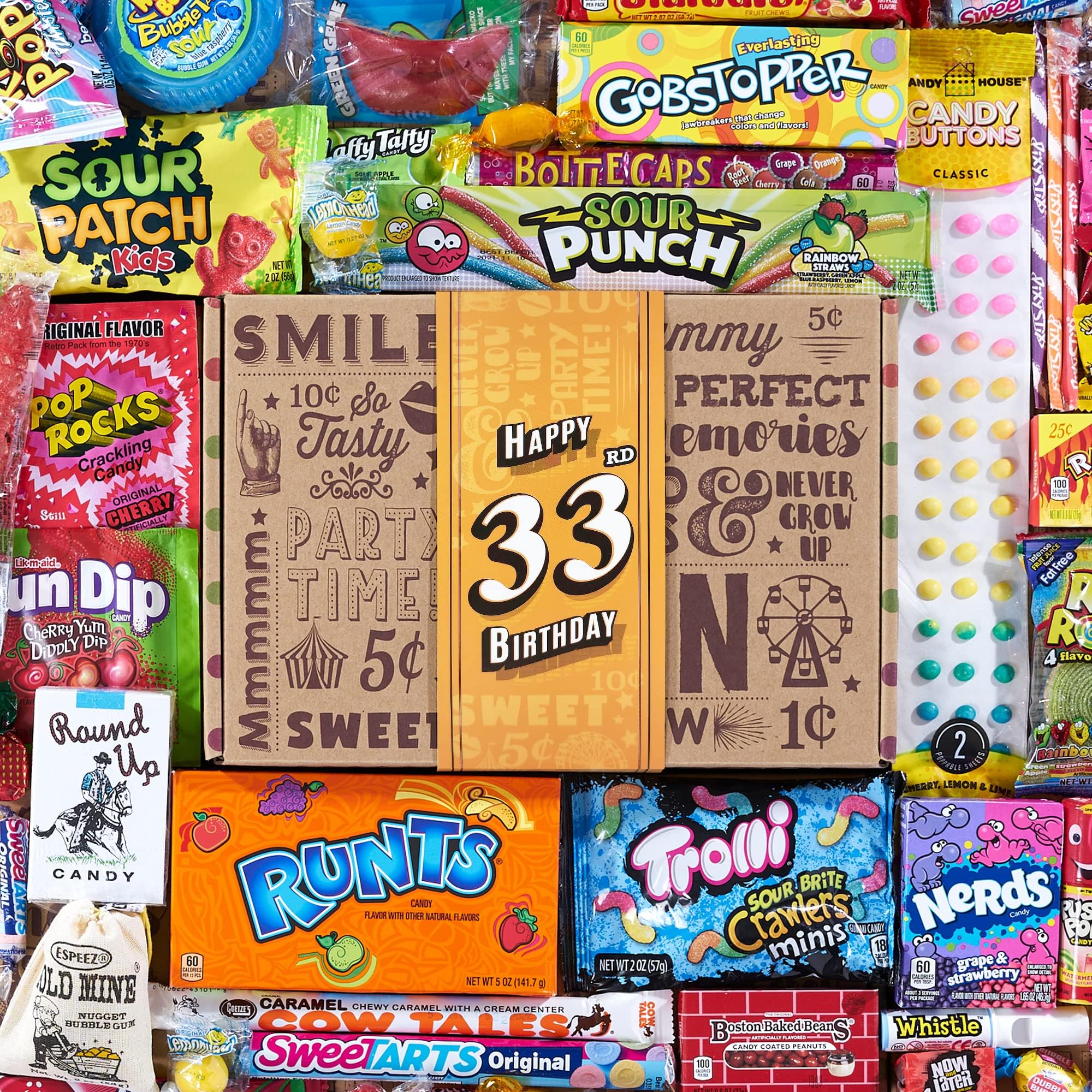 Vintage Candy Co.33rd Birthday Retro Candy Gift Basket - 1992 Party Assortment - Nostalgic Candy and Sweet Snacks Care Package Gift for Men and Women Turning 33 Years Old