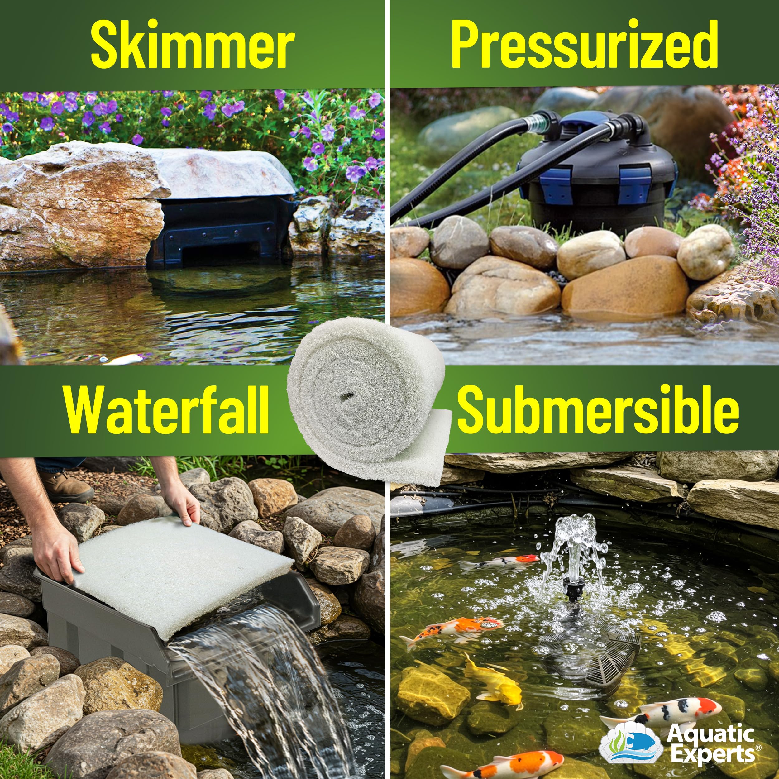Classic Koi Pond Filter Pad FINE - Filtro de estanque a granel, filtros ultra duraderos para estanques al aire libre, material de filtro reutilizable para estanques de peces, Estados Unidos (3/4