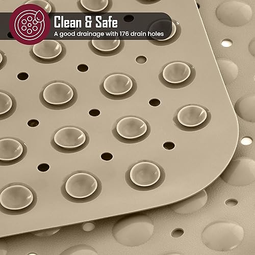 Miniatura 53 de LUX Décor - Tapete antideslizante para bañera, extra grande, 40 x 16 pulgadas, tapete de ducha de seguridad antideslizante con ventosas y agujeros