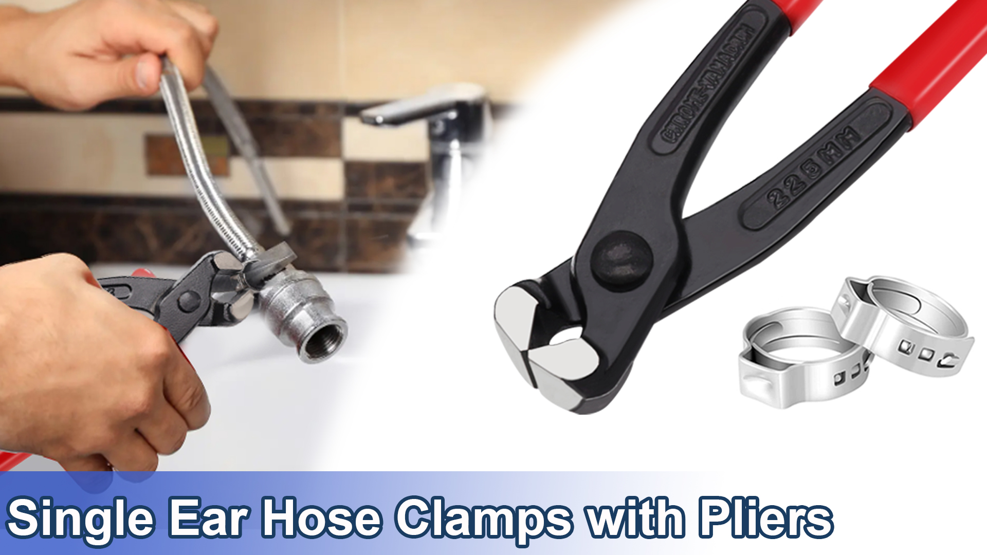 Image of 62Pcs 7 Sizes 304 Stainless Steel Single Ear Hose Clamps 6-23.5mm Crimp Hose Clamps Assortment Kit Perfect for Automotive /Home Appliance /Water Pipe and Fuel Line