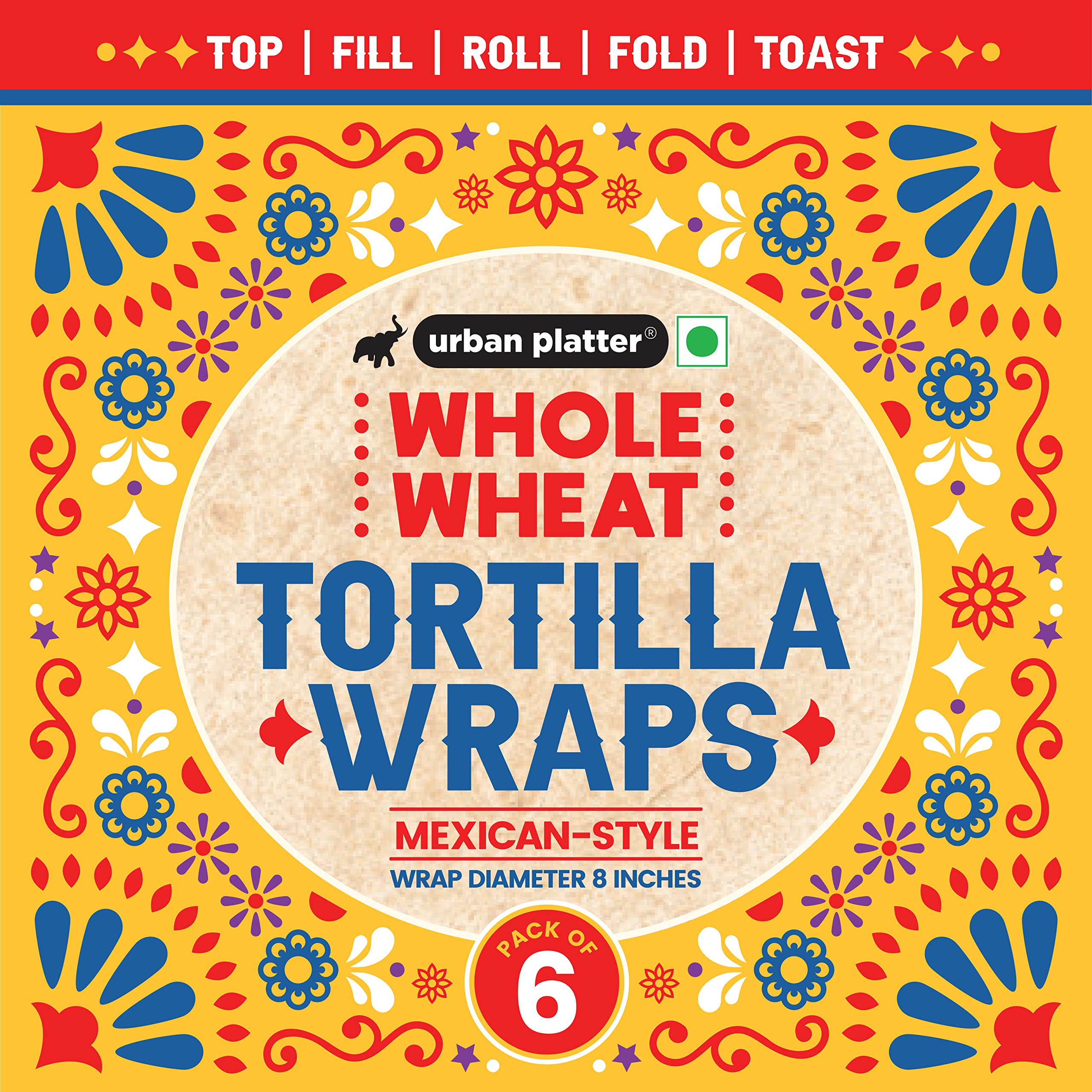 Buy Urban Platter Whole Wheat Tortilla Wraps, 270g (Pack of 6 8