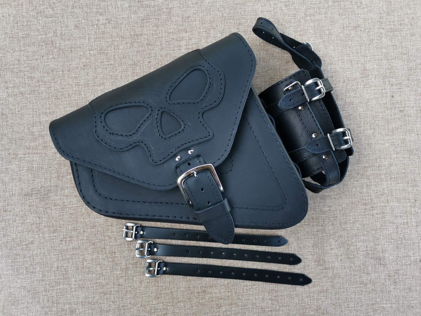 Sacoche à Outils Vintage Harley Davidson - Cuir Noir - Occasion Bon État
