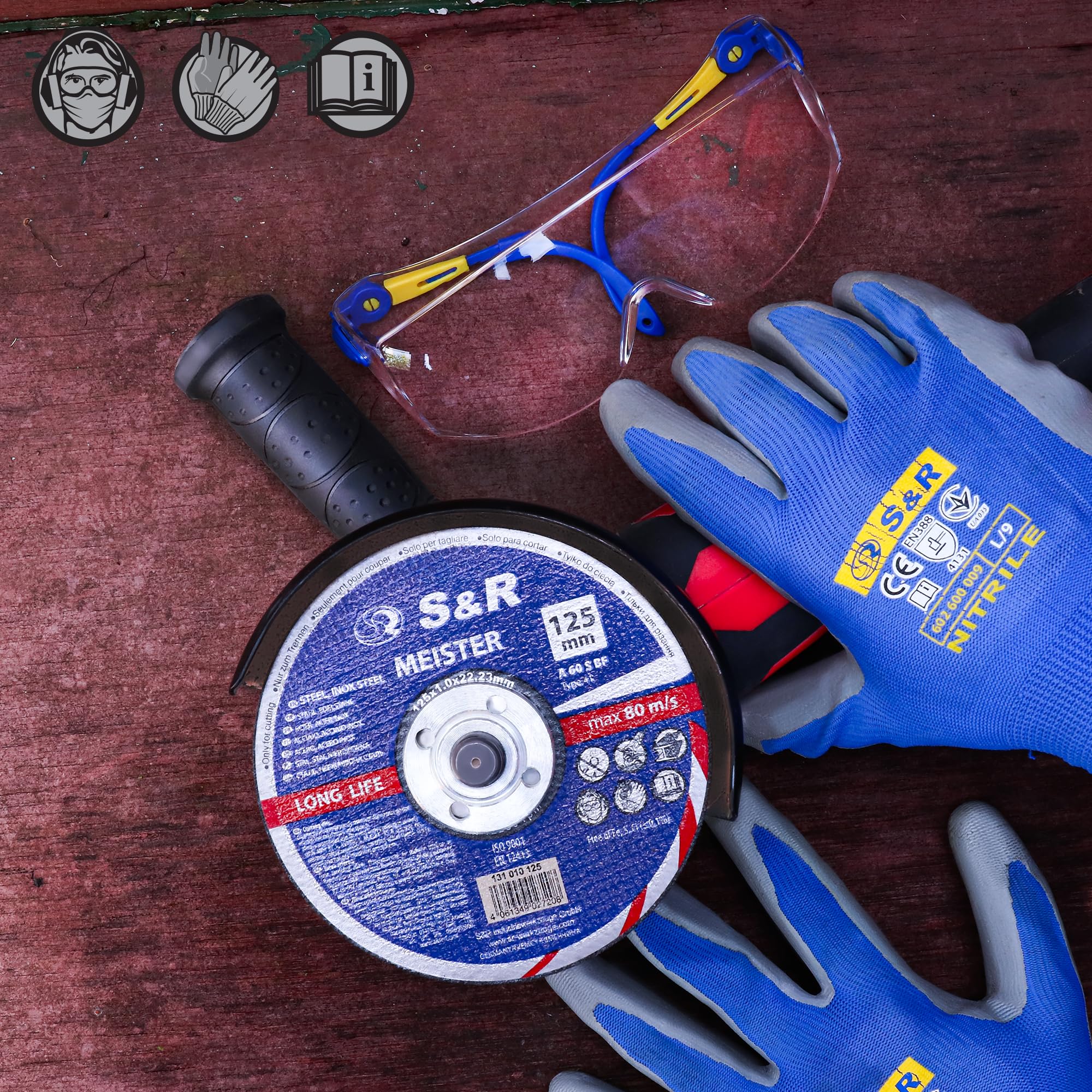 S&R Disco da Taglio Metallo 125 x 1 mm. Disco 125mm Smerigliatrice per taglio Ferro e Acciaio Inox - Disco per metallo ultra sottile 1 mm - 15pz