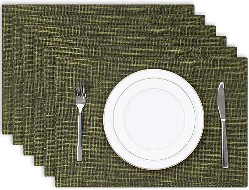 Miniatura 46 de Kevin Textile - Juego de 4 manteles individuales de lino de arpillera navideños, resistentes al calor, lavables, 13 x 19 pulgadas, color burdeos