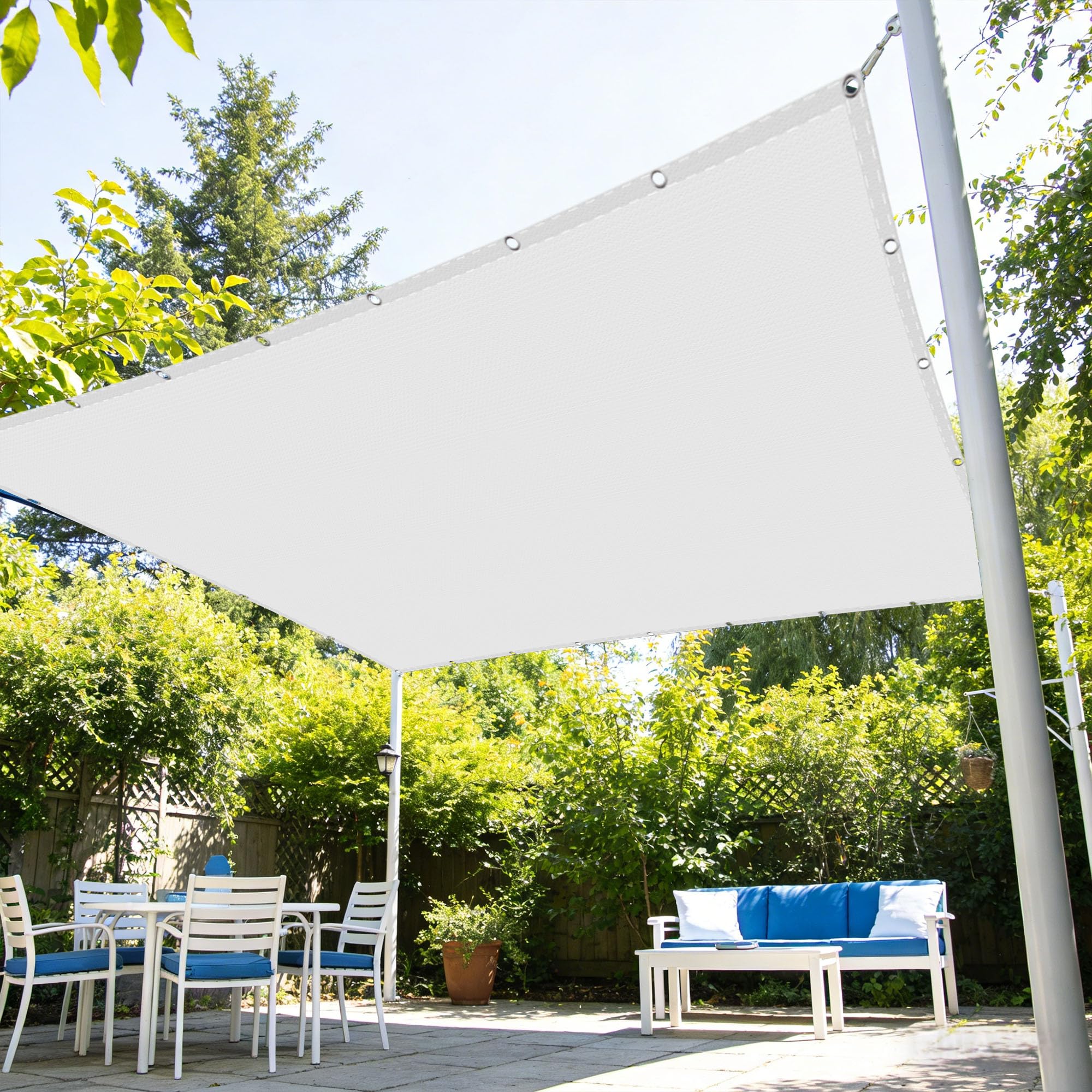 Square Sun Sail 100 x 320 cm UV Block Sun Shade Sail for Garden Breathable for Backyard Deck Terrace Patio Swimming Pool Camping, White