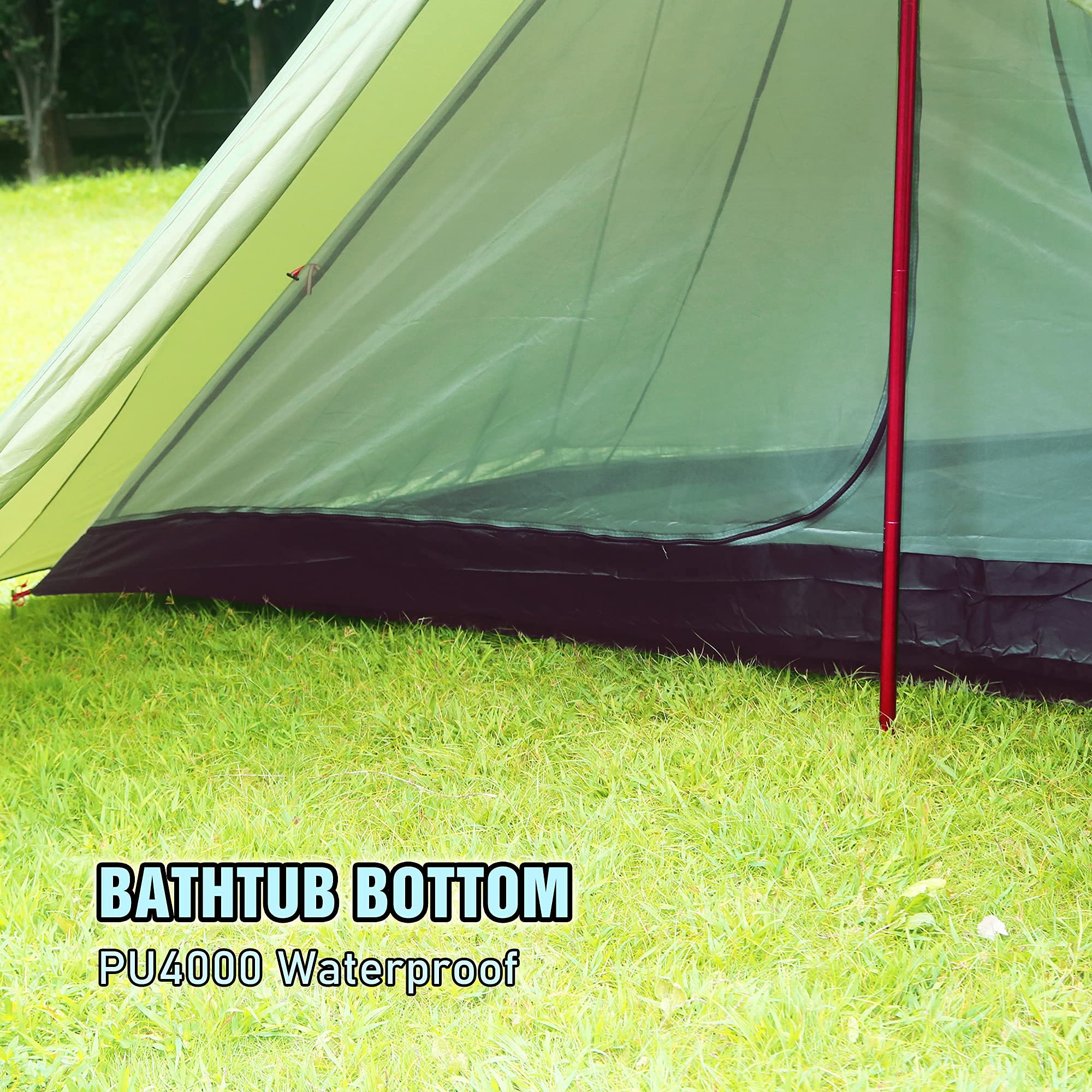 Namiot Tipi dla 4 osób, lekki (2,3 kg) z otworem na piecyk, wysokość 220 cm, namiot tipi do polowań, biwaków rodzinnych, wypraw zespołowych, kempingu i wędrówek